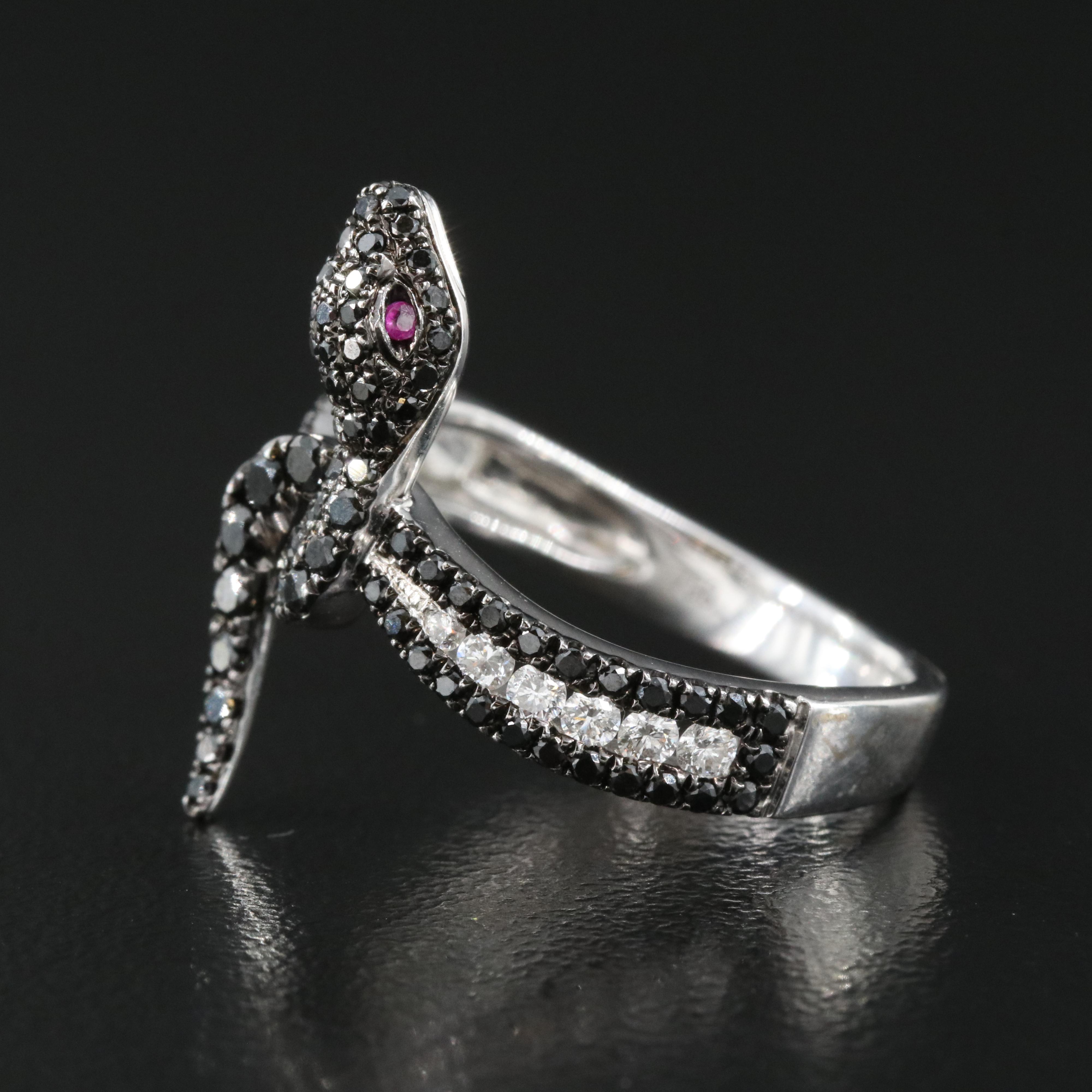 Roberto Coin 18K 0.75 CTW Diamond and Ruby Snake Ring