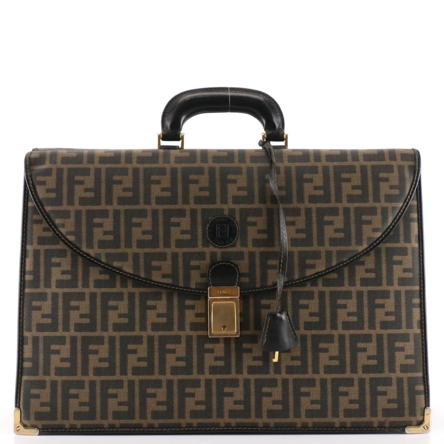 Fendi Double-Sided Locking Accordion Briefcase in Zucca Coated Canvas