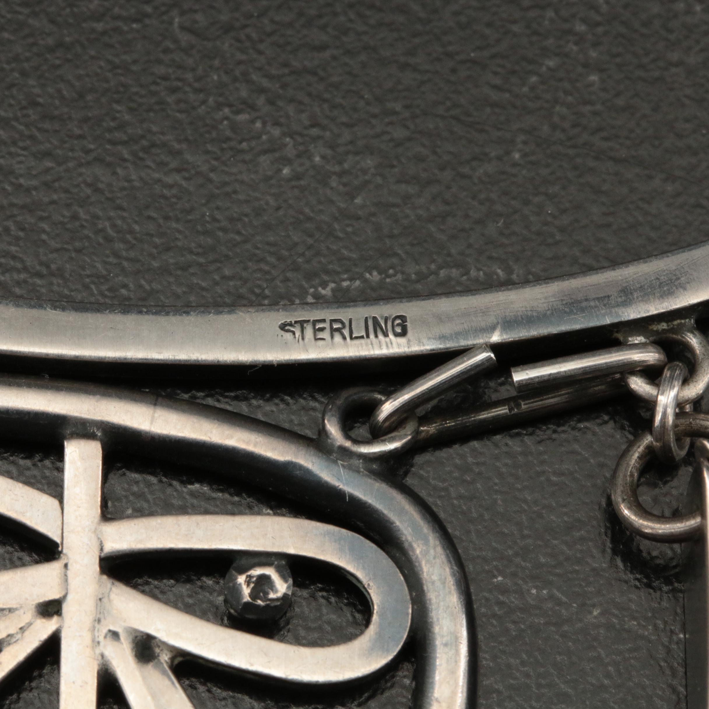 Irvin and Bonnie Burkee Mid-Centry Modernist Sterling Necklace and Earrings Set