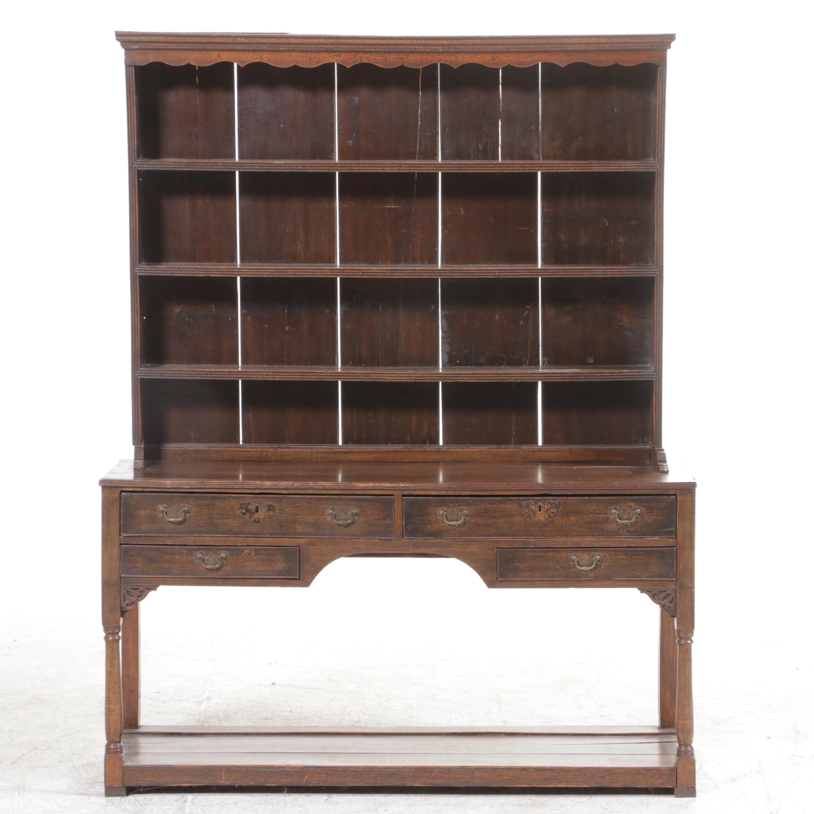 George III Oak Welsh Pewter Cupboard, 18th Century