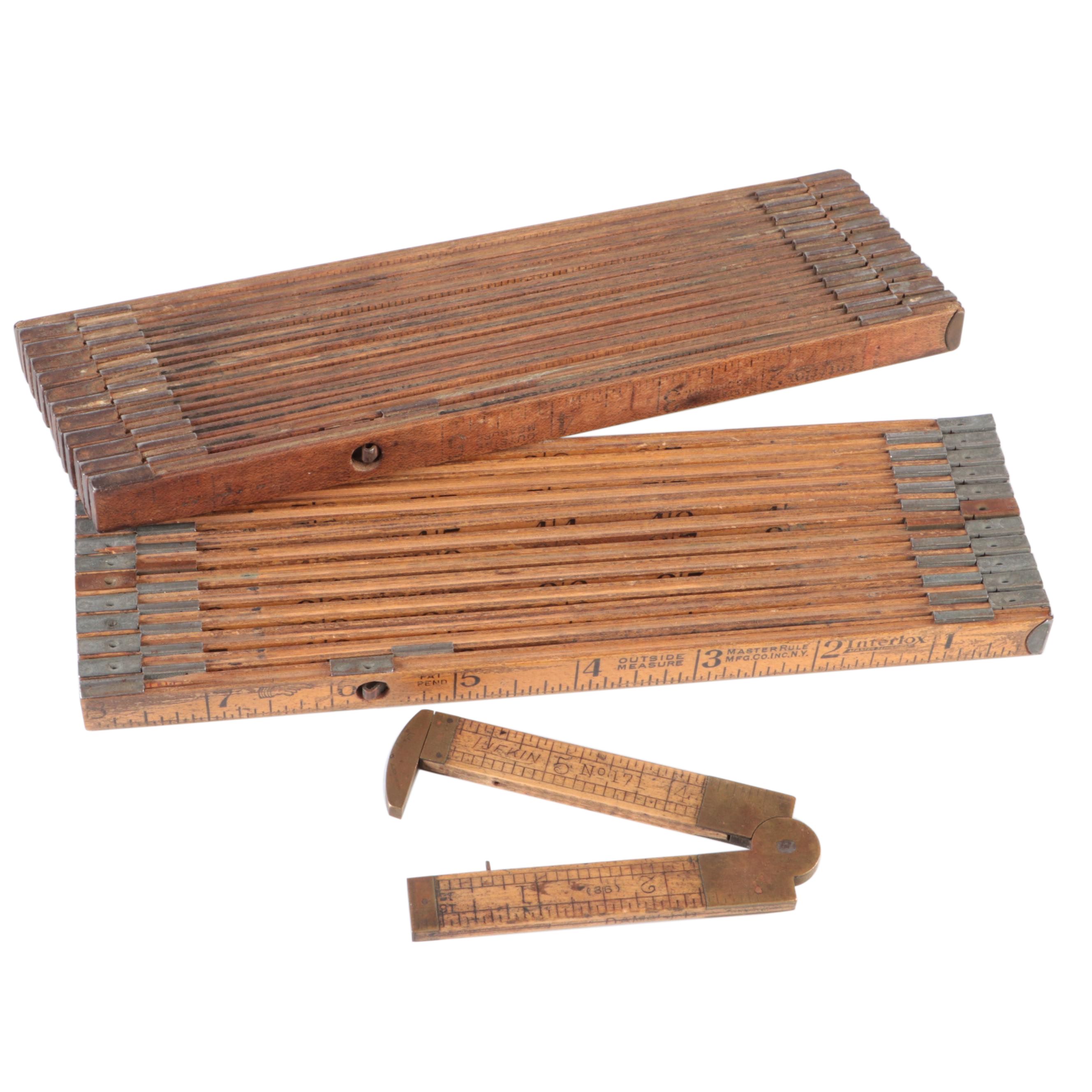 Master Rule Manufacturing Co. Folding Wood Rulers with Lufkin Caliper Rule
