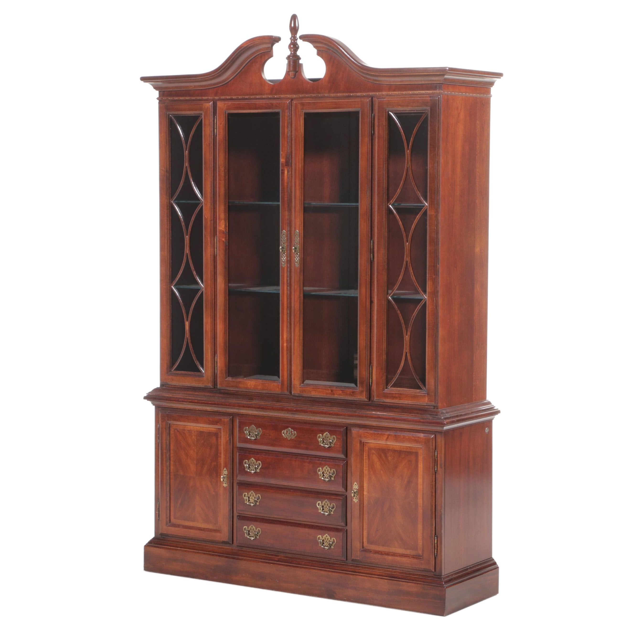 American Drew Federal Style Cherrywood China Cabinet, Late 20th Century