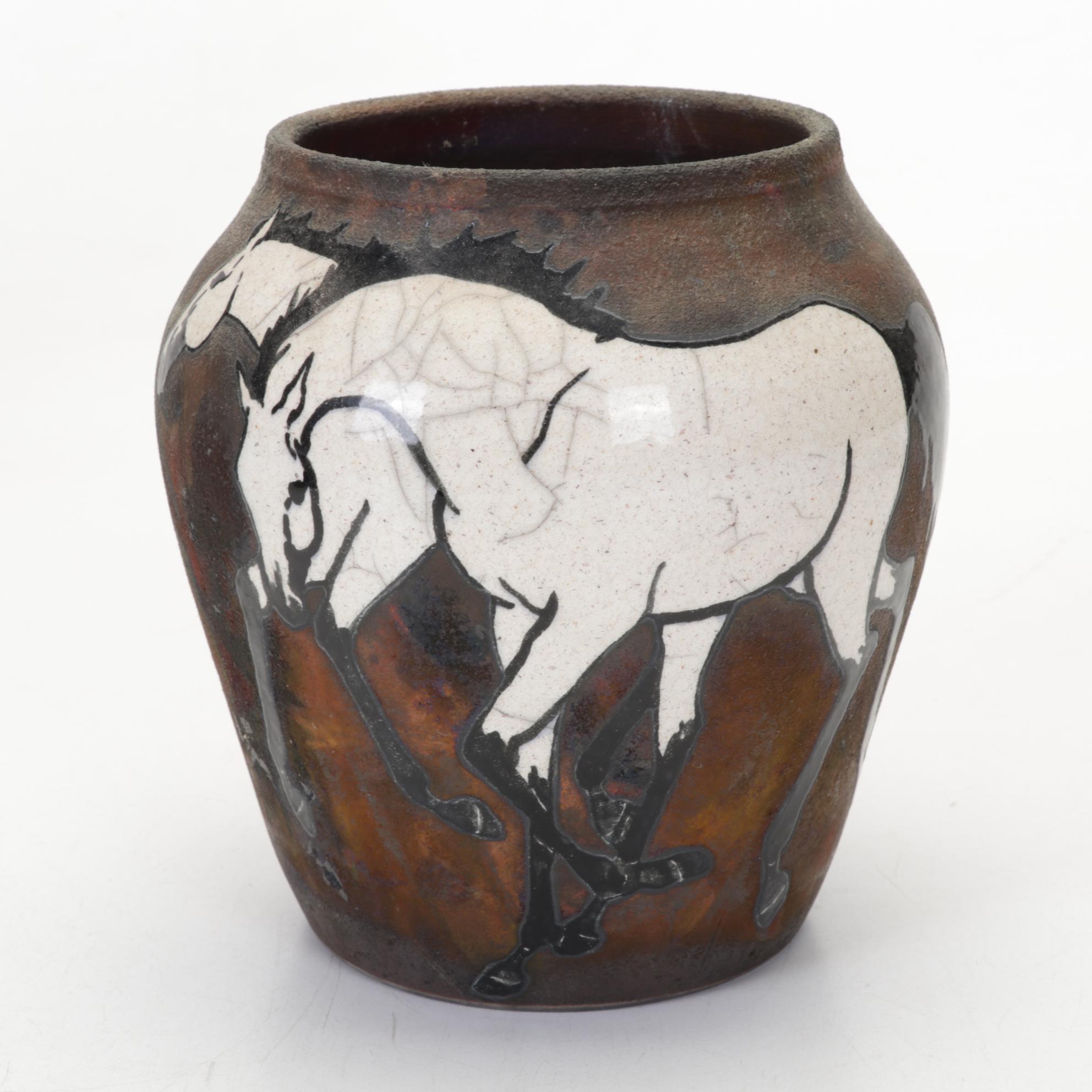 Melinda Ishida Forster Raku Vase and Other Equestrian Decor