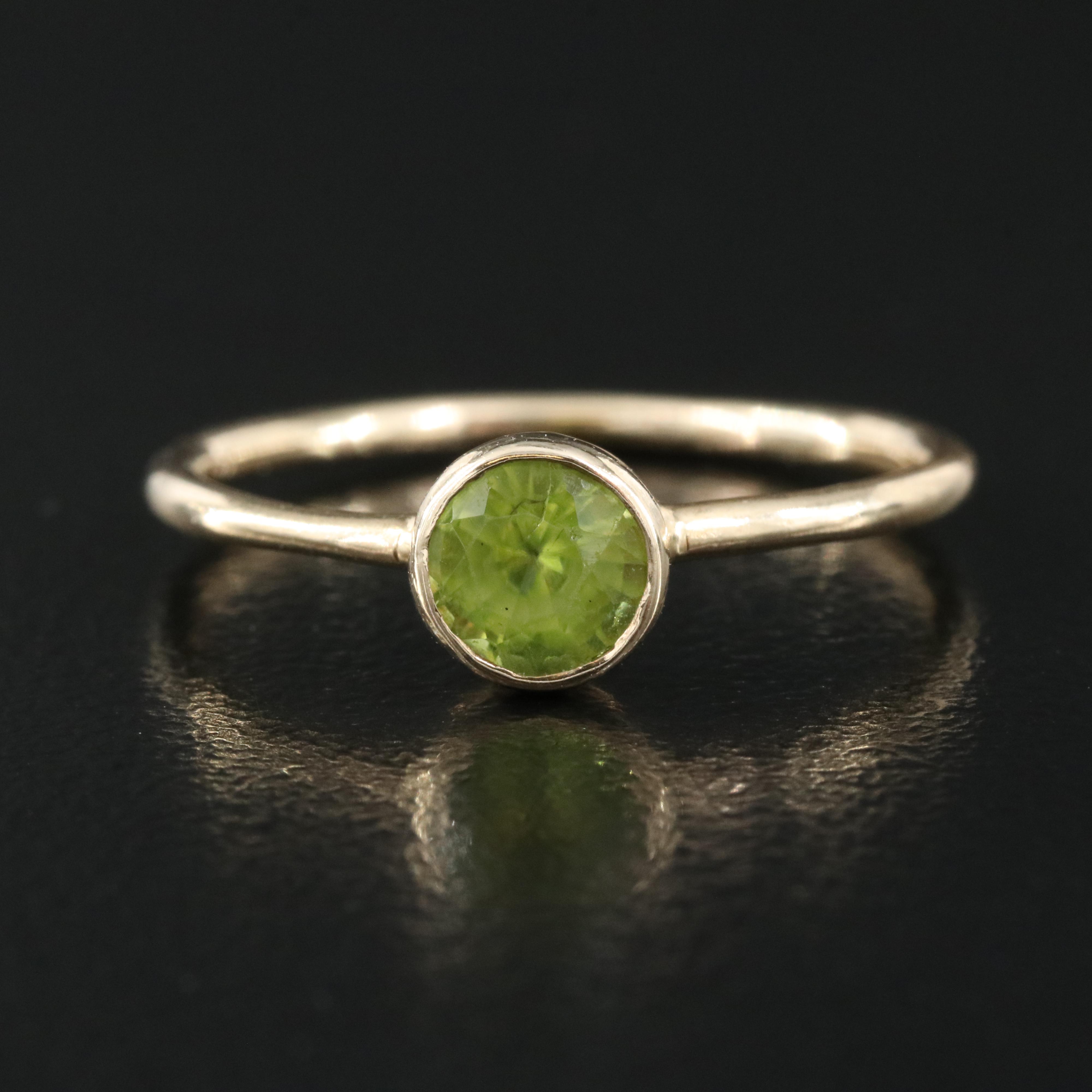 14K Peridot Bezel Set Ring
