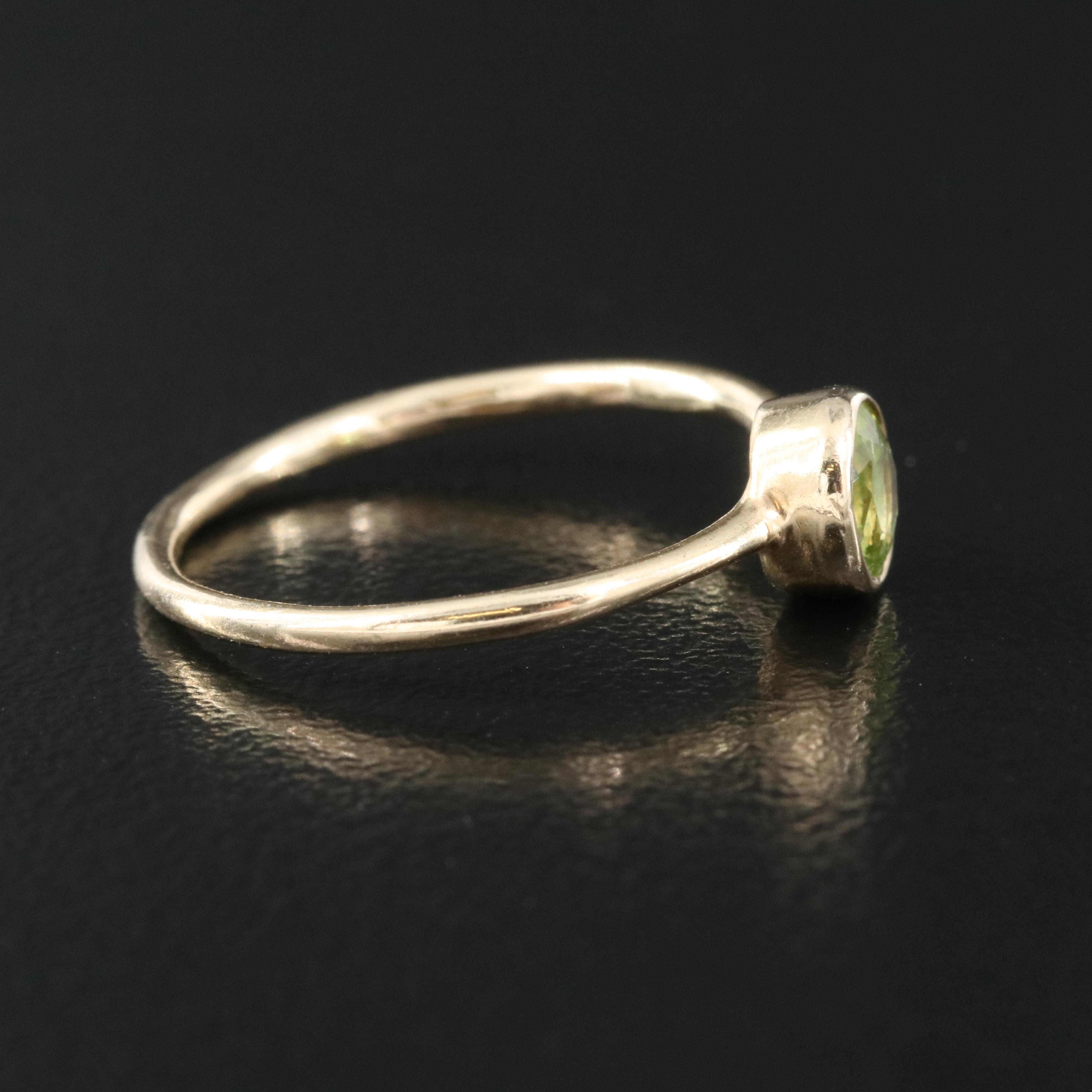 14K Peridot Bezel Set Ring