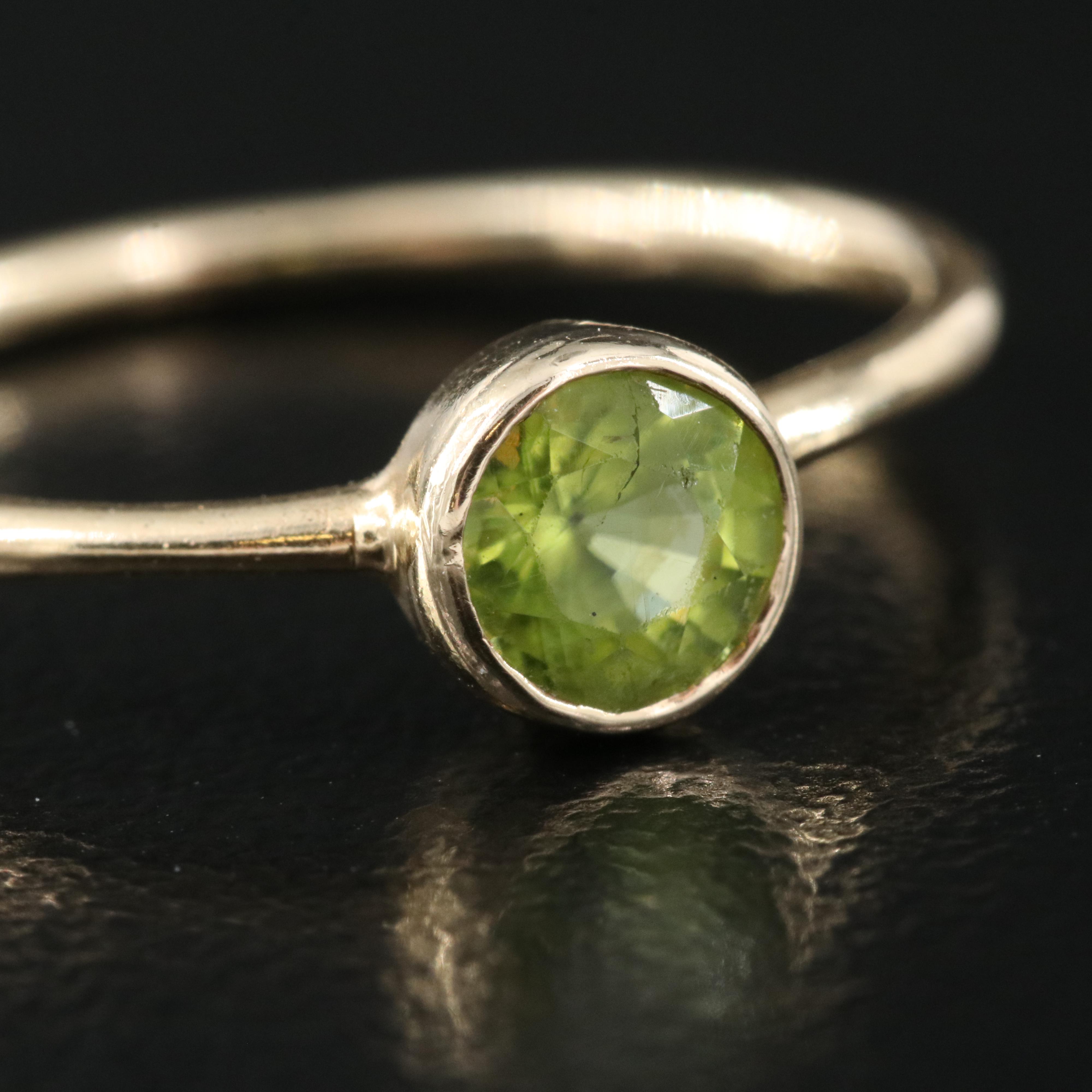 14K Peridot Bezel Set Ring