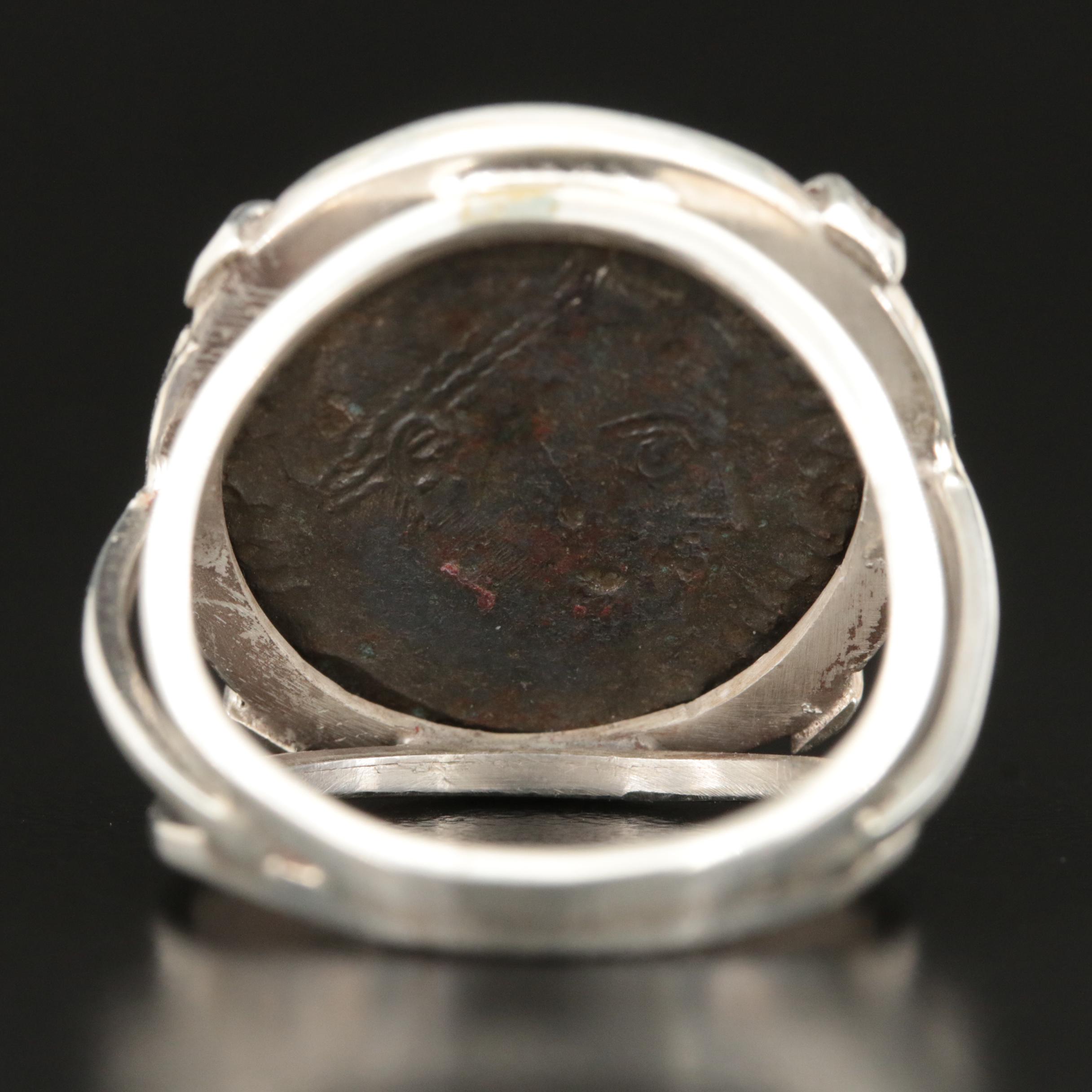 Ancient Roman Imperial Follis Coin of Licinius I, ca. 308 A.D. 950 Silver Ring