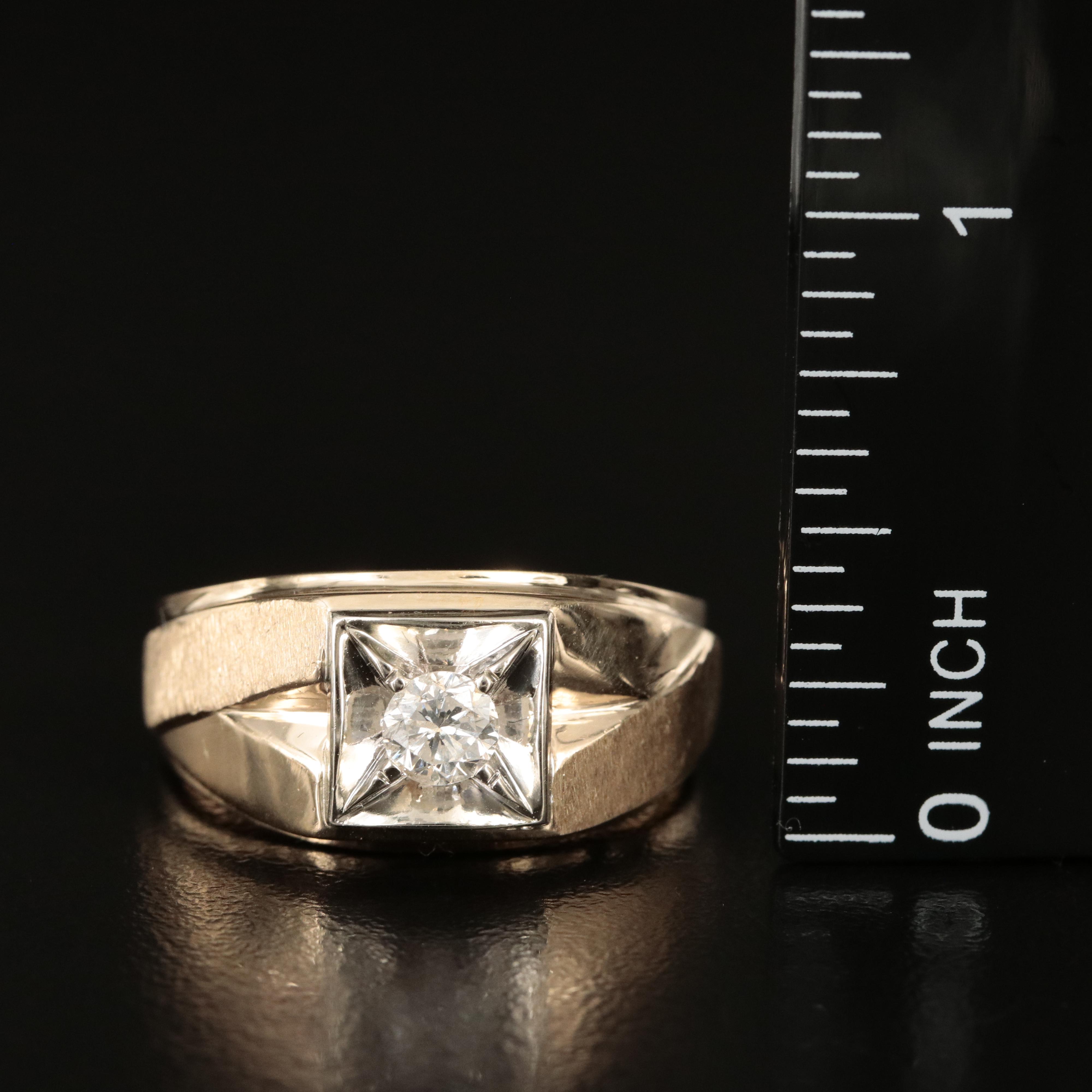 14K 0.37 CT Diamond Ring with Matte Detail