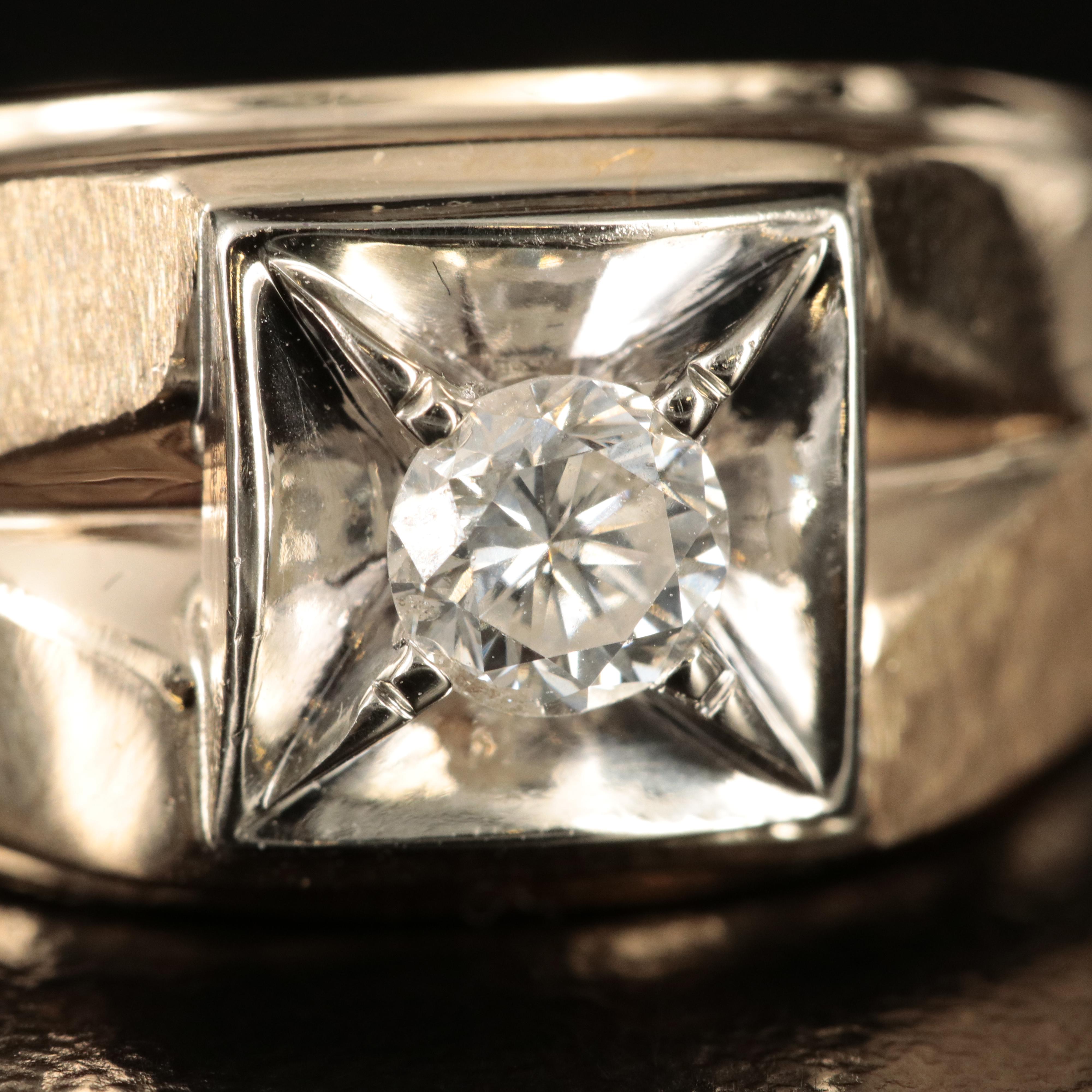 14K 0.37 CT Diamond Ring with Matte Detail