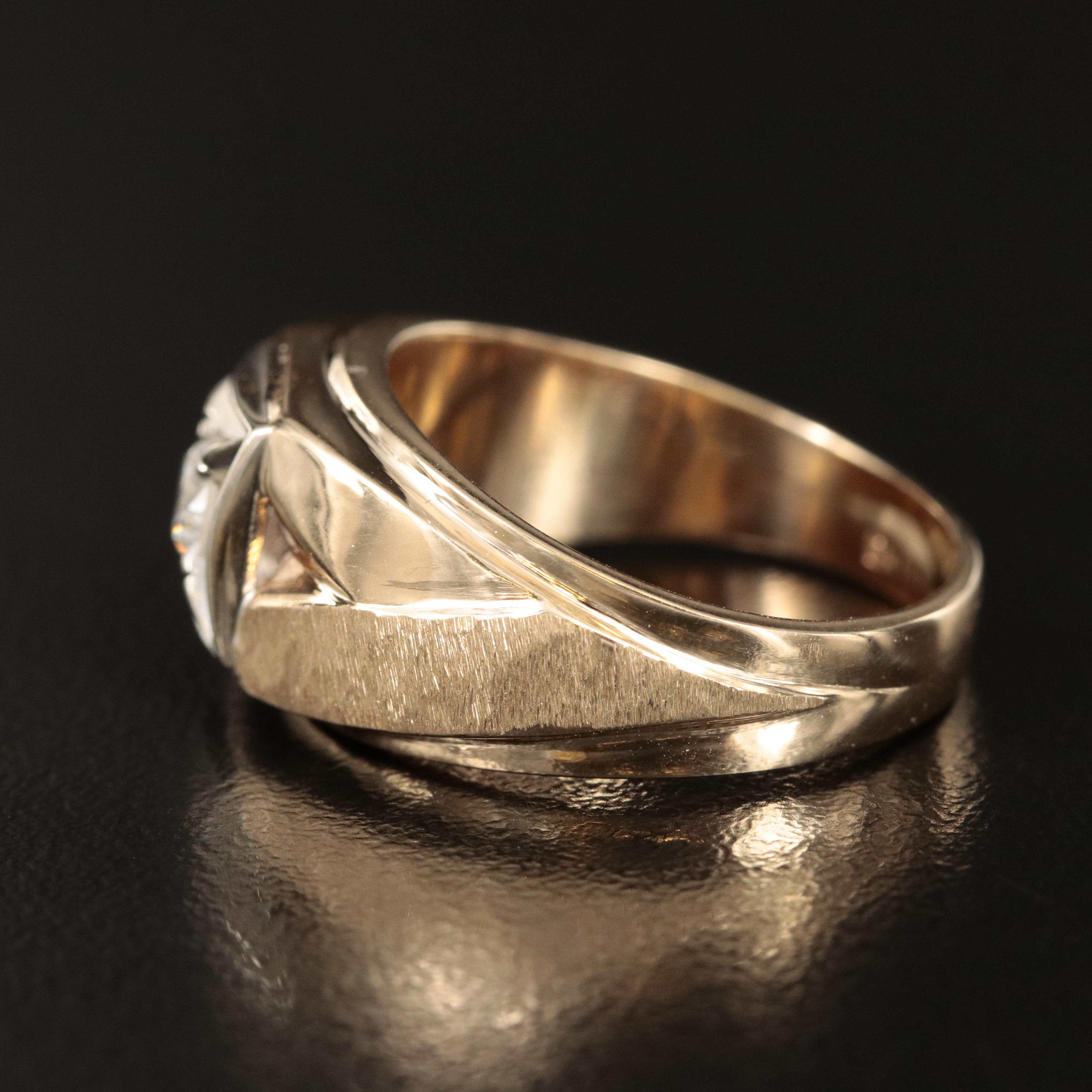 14K 0.37 CT Diamond Ring with Matte Detail