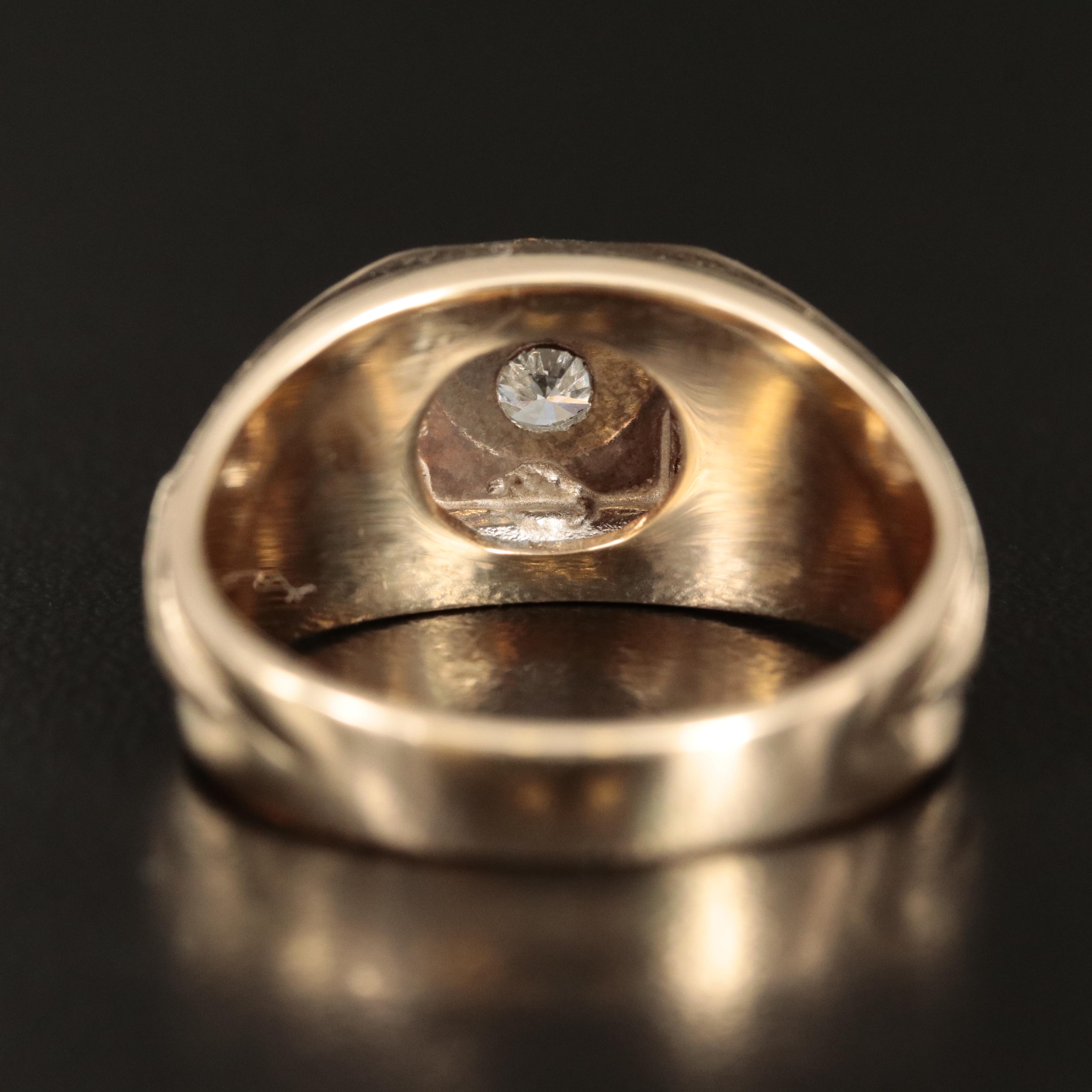 14K 0.37 CT Diamond Ring with Matte Detail