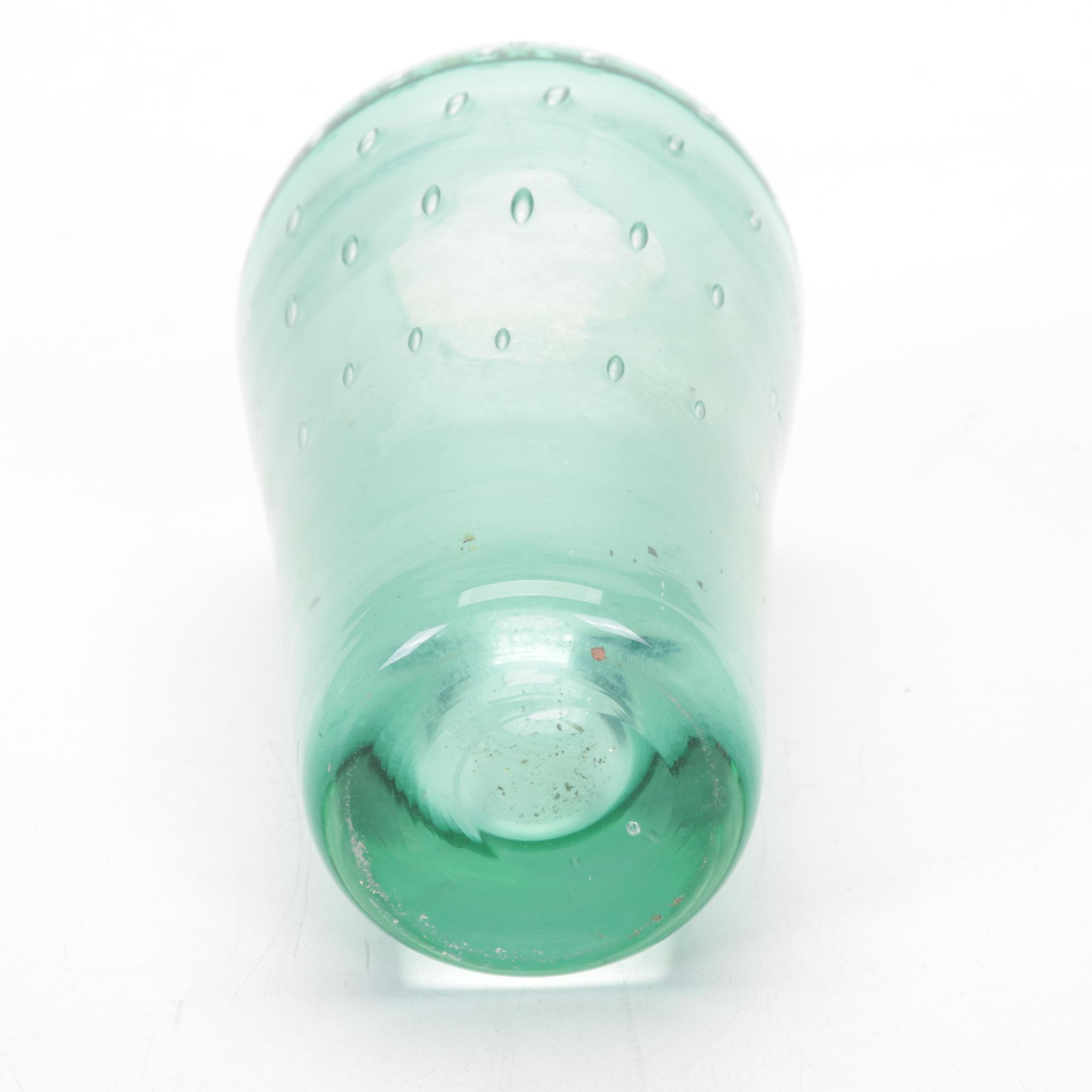 R. Gibson and Others Art Glass Controlled Bubble Paperweights, Ashtrays, Vase