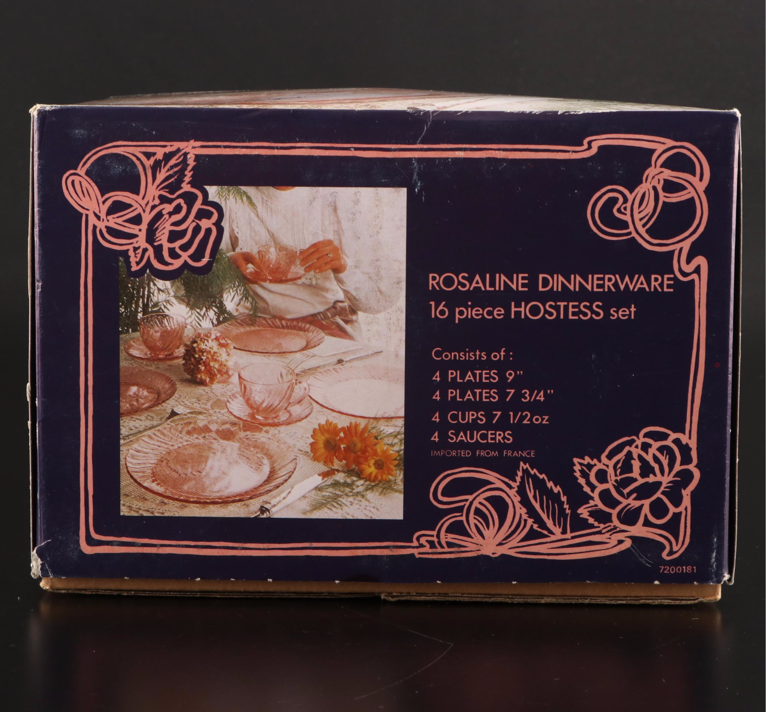 Arcoroc Vaisselle Rosaline Glass Dinnerware Set with Cut Crystal Pitcher