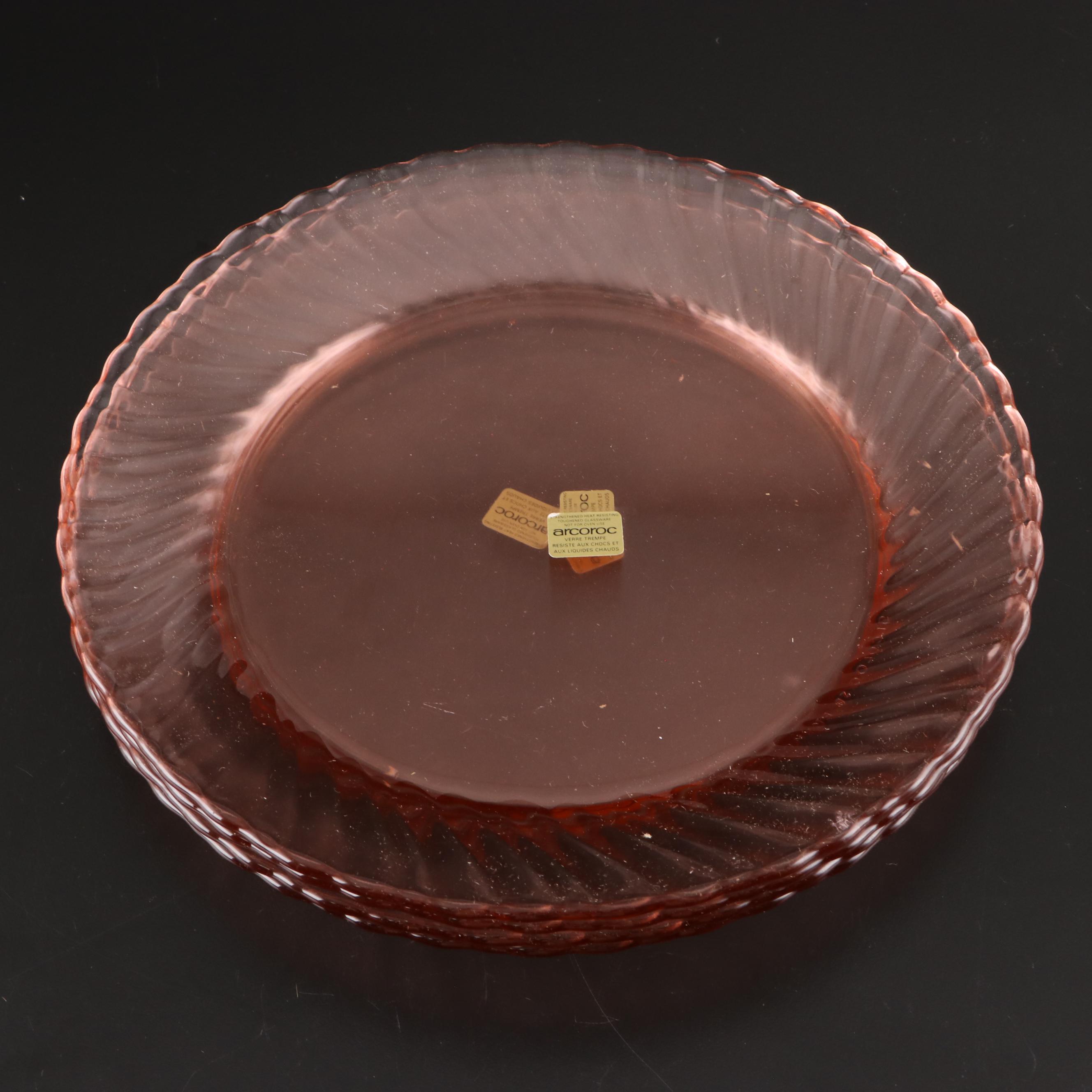 Arcoroc Vaisselle Rosaline Glass Dinnerware Set with Cut Crystal Pitcher