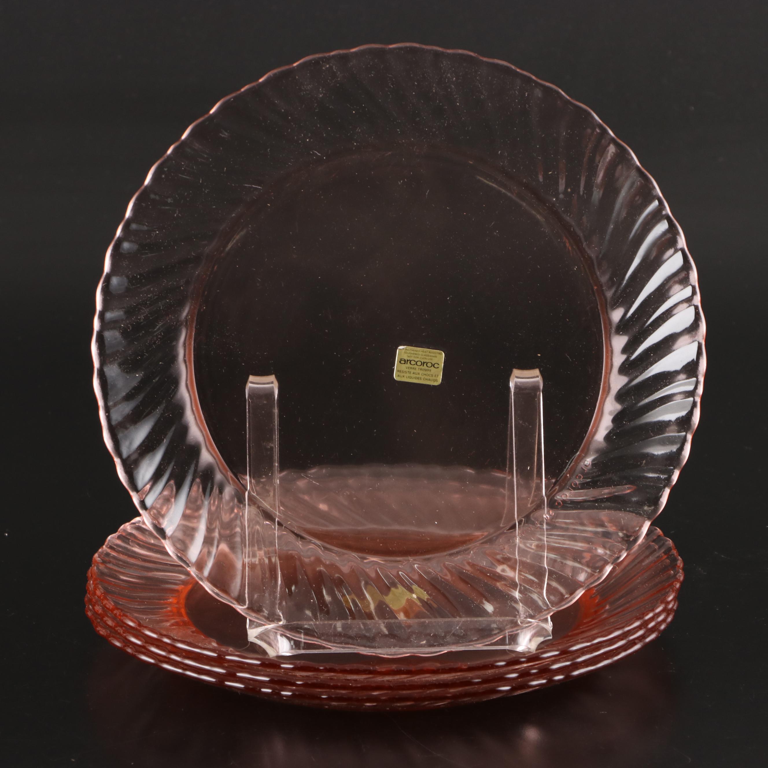 Arcoroc Vaisselle Rosaline Glass Dinnerware Set with Cut Crystal Pitcher