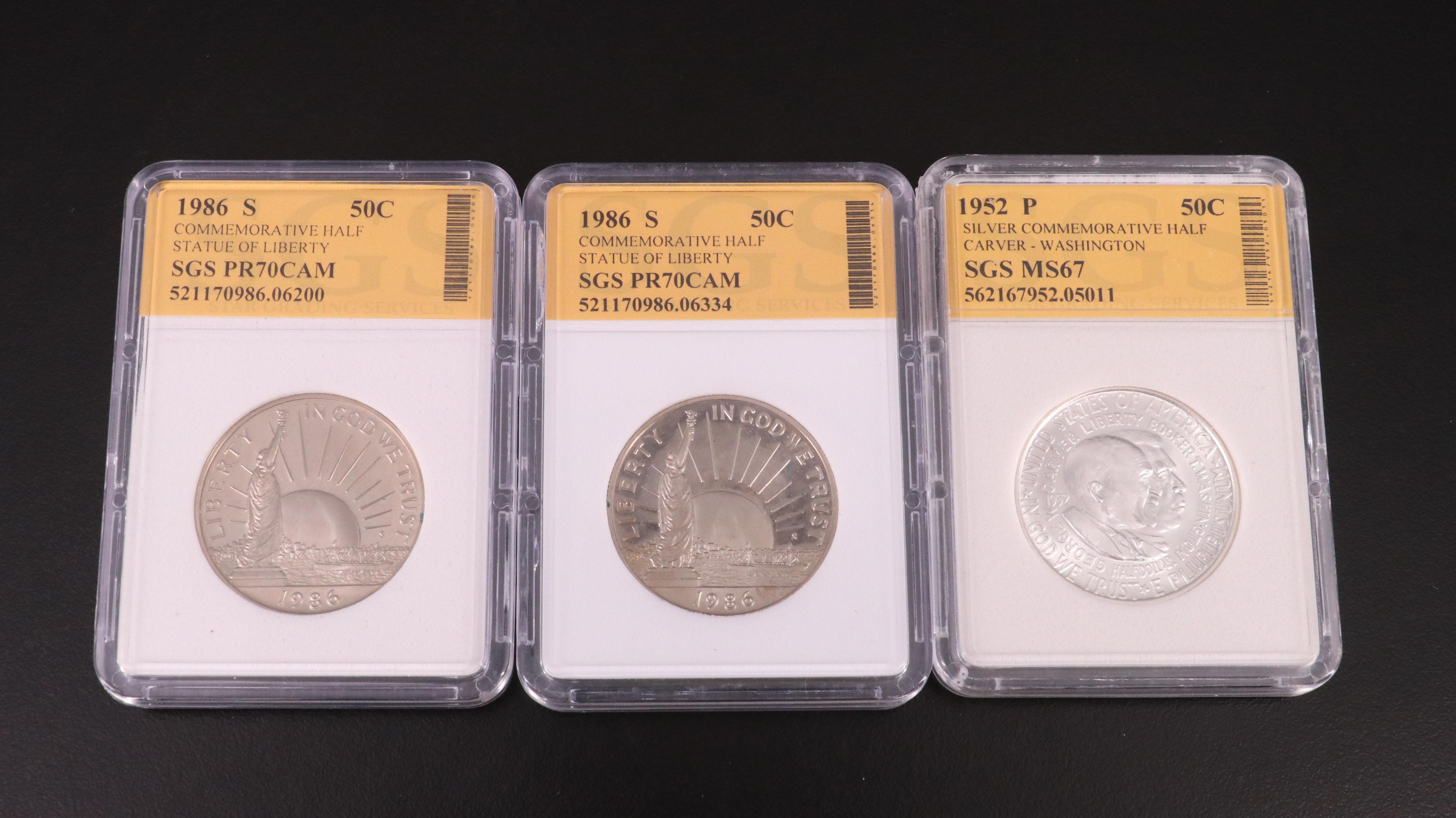 Three Commemorative Half Dollars Including Silver