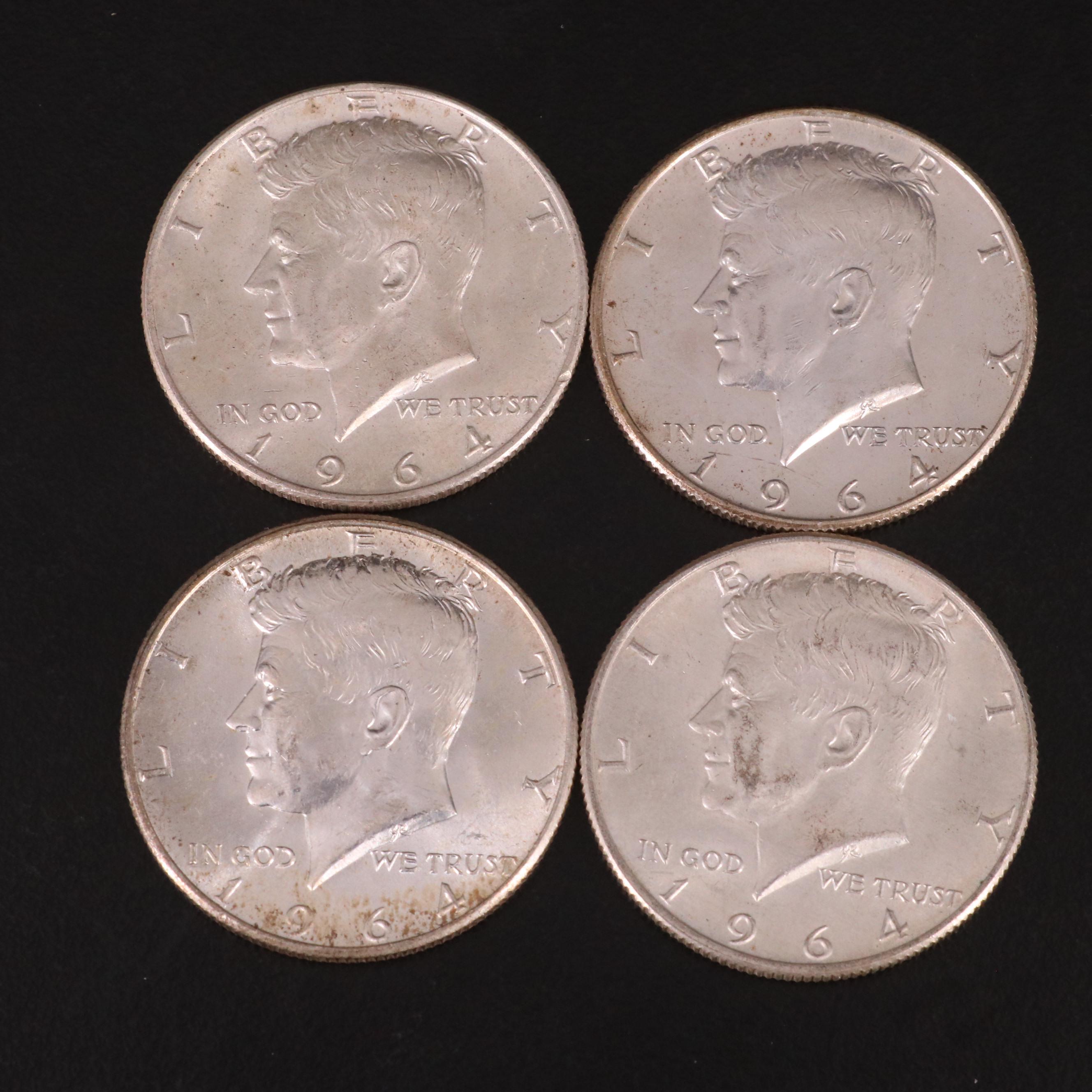 Nine Kennedy 1964 Silver Half Dollars