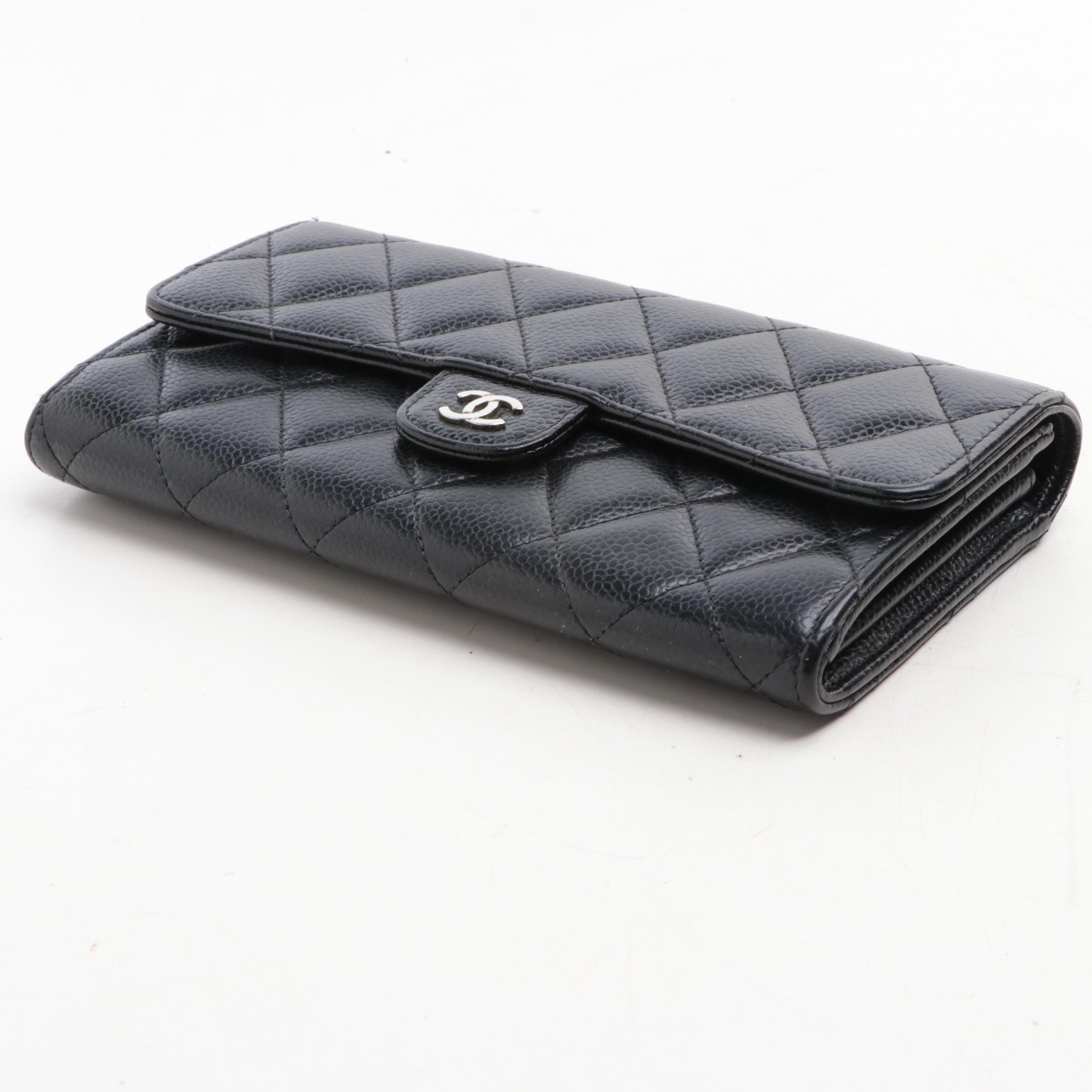 Chanel Classic Flap Long Wallet in Quilted Caviar Leather