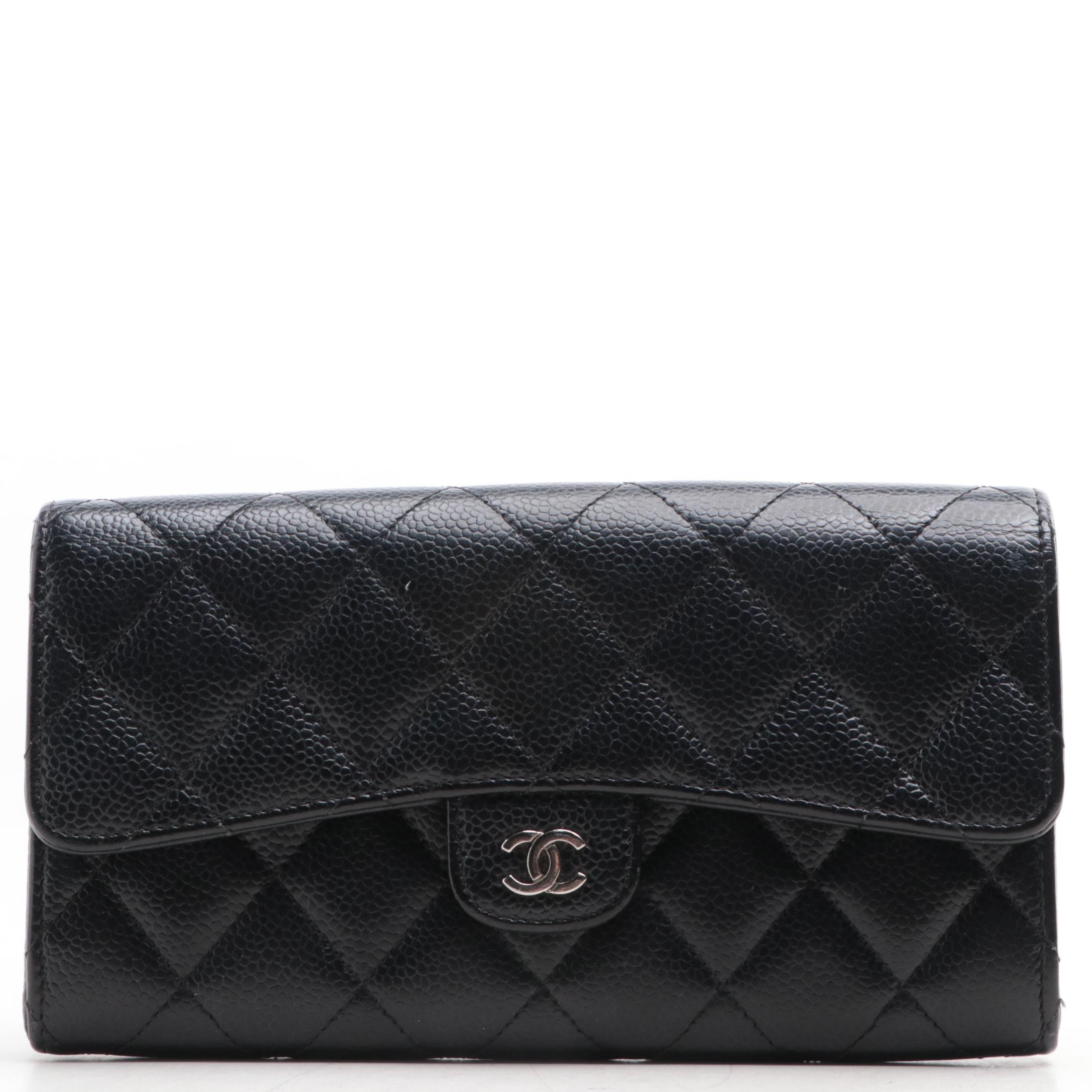 Chanel Classic Flap Long Wallet in Quilted Caviar Leather
