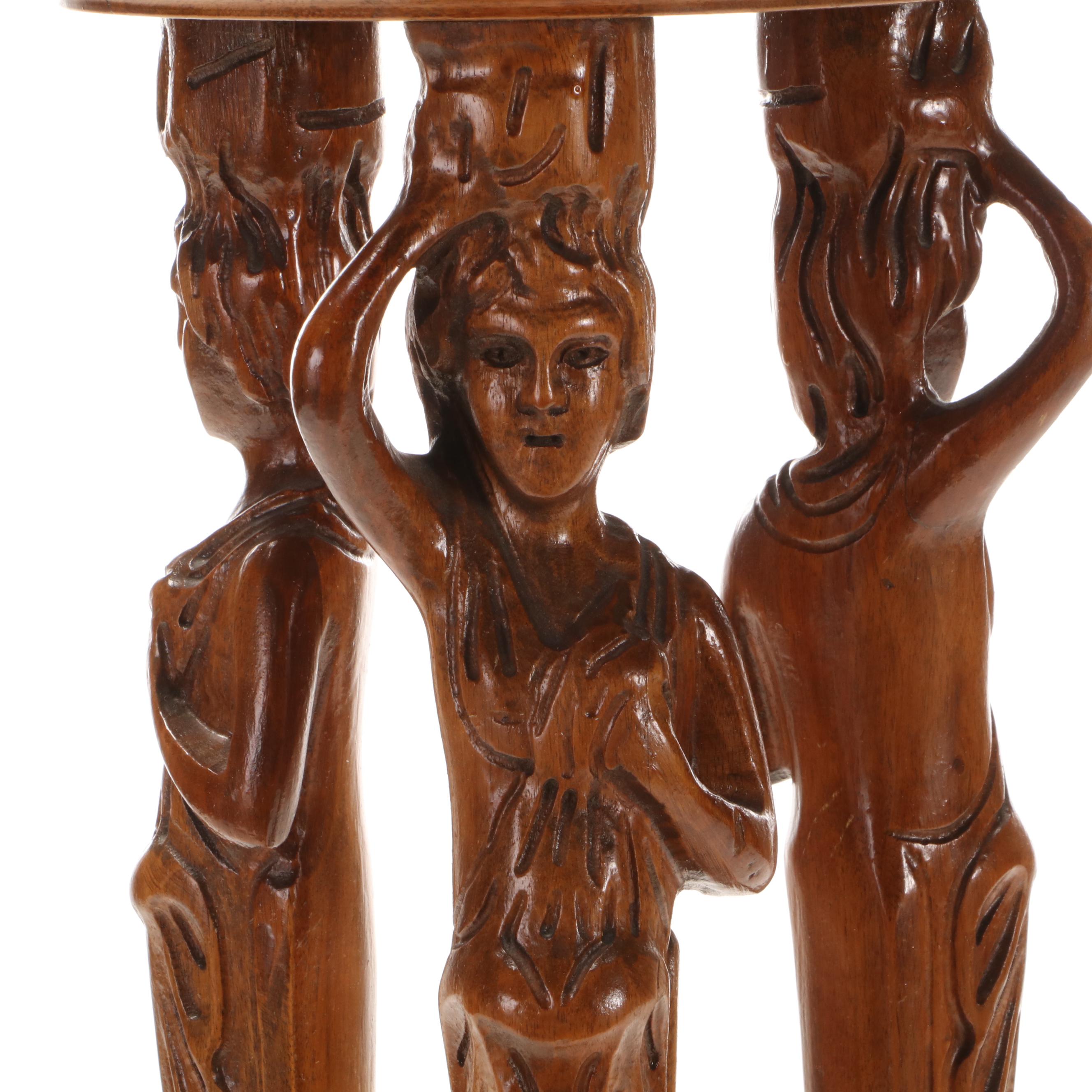 Neoclassical Style Carved Hardwood Pedestal