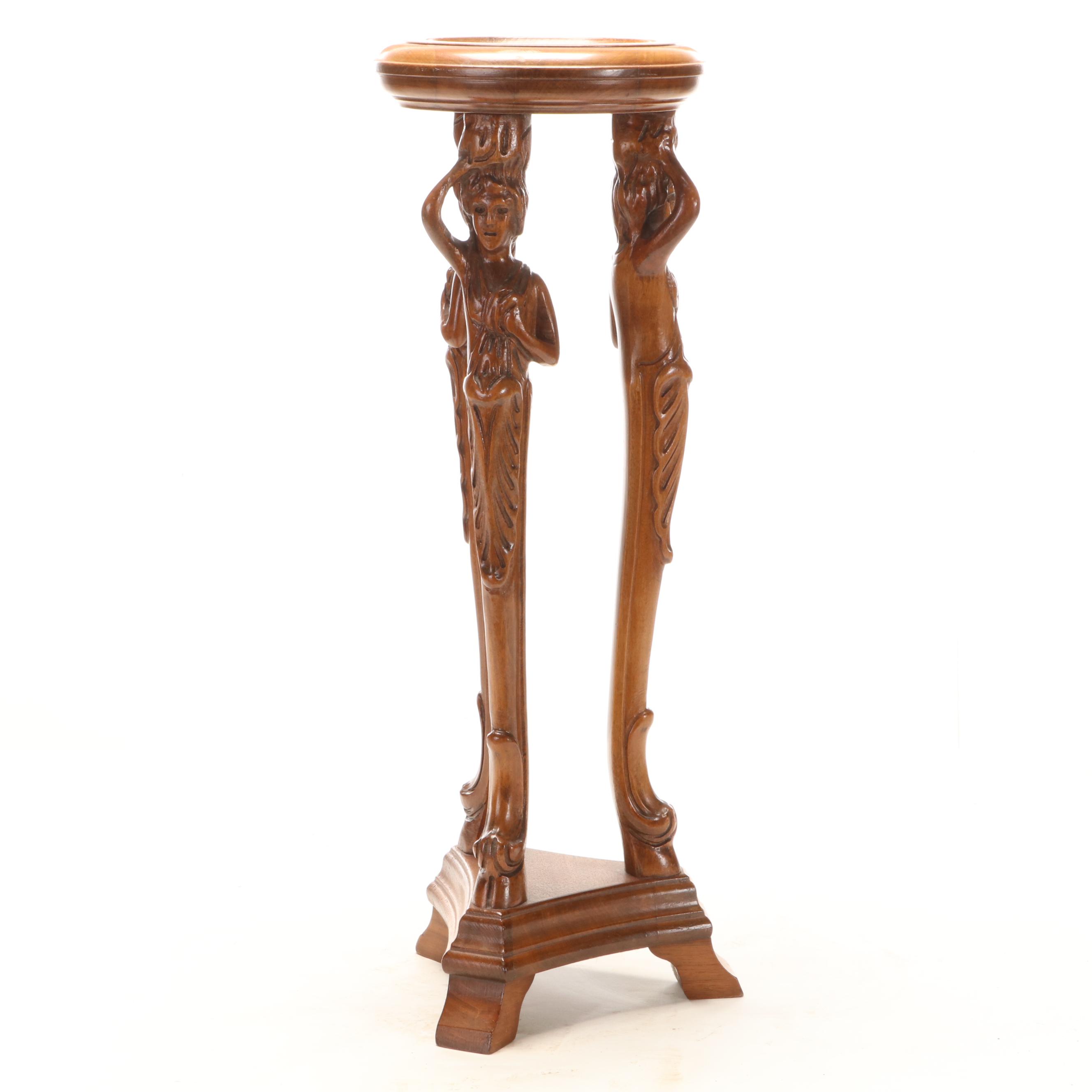 Neoclassical Style Carved Hardwood Pedestal