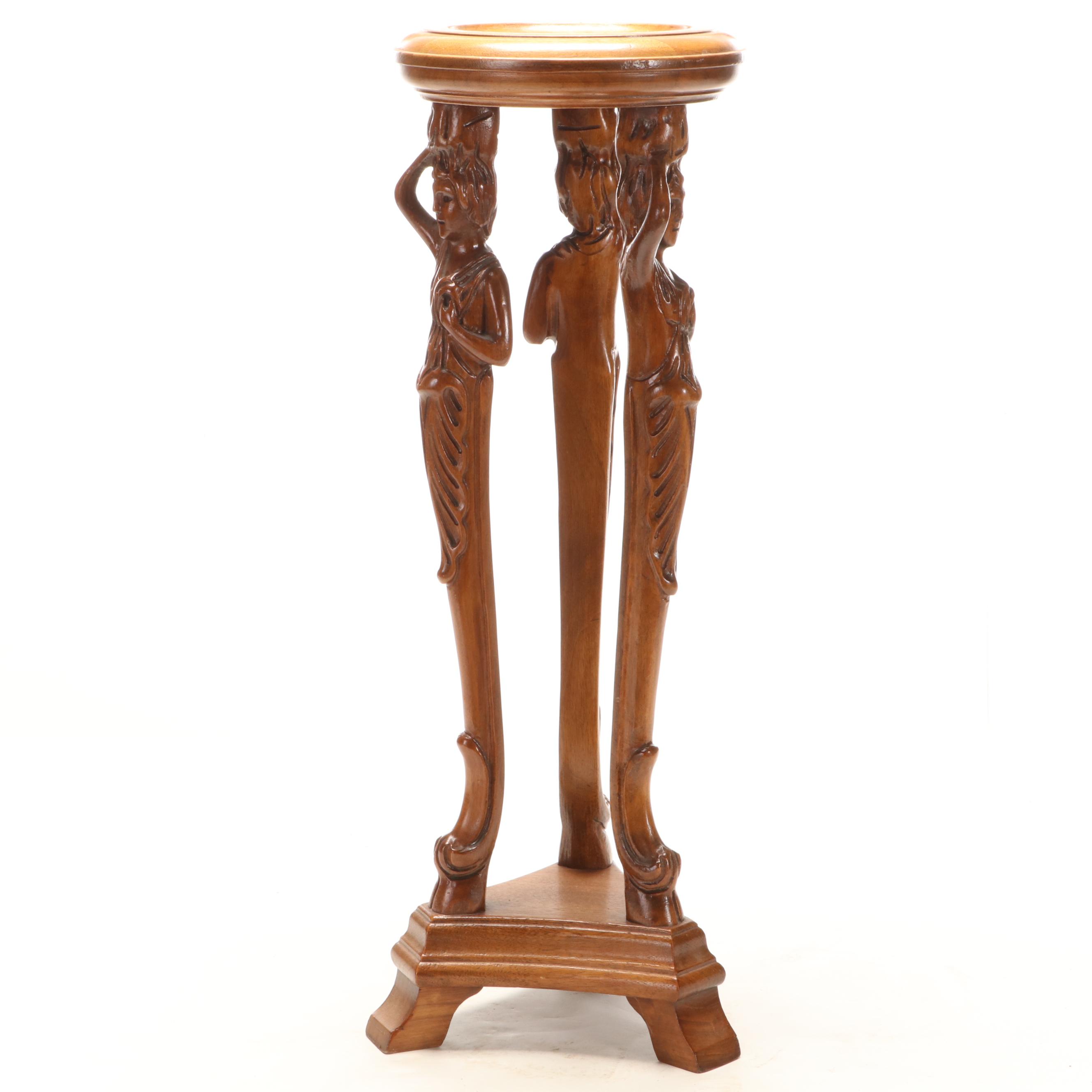 Neoclassical Style Carved Hardwood Pedestal