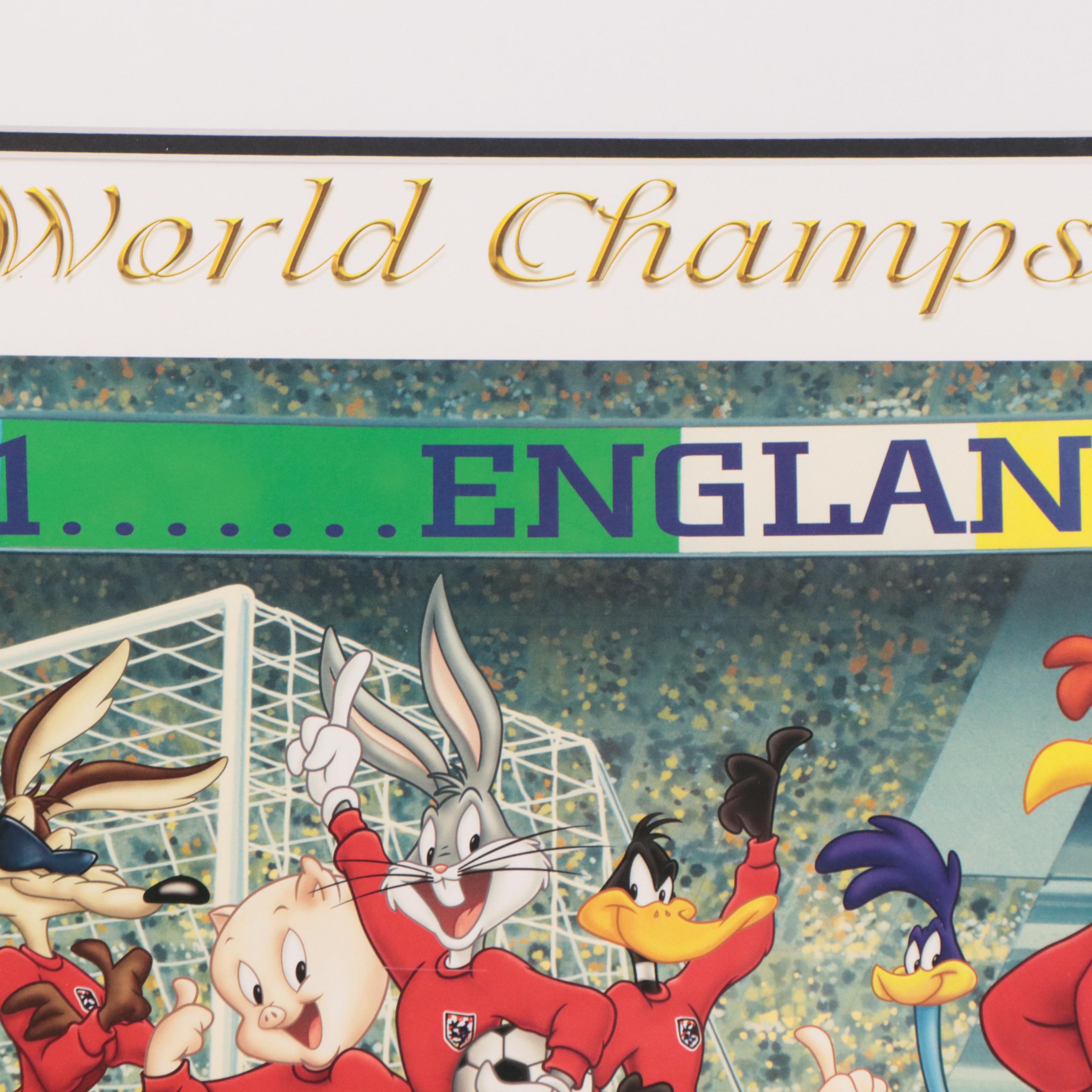 1966 FIFA World Champs England's "Three Lions" Offset Litho of Looney Tunes