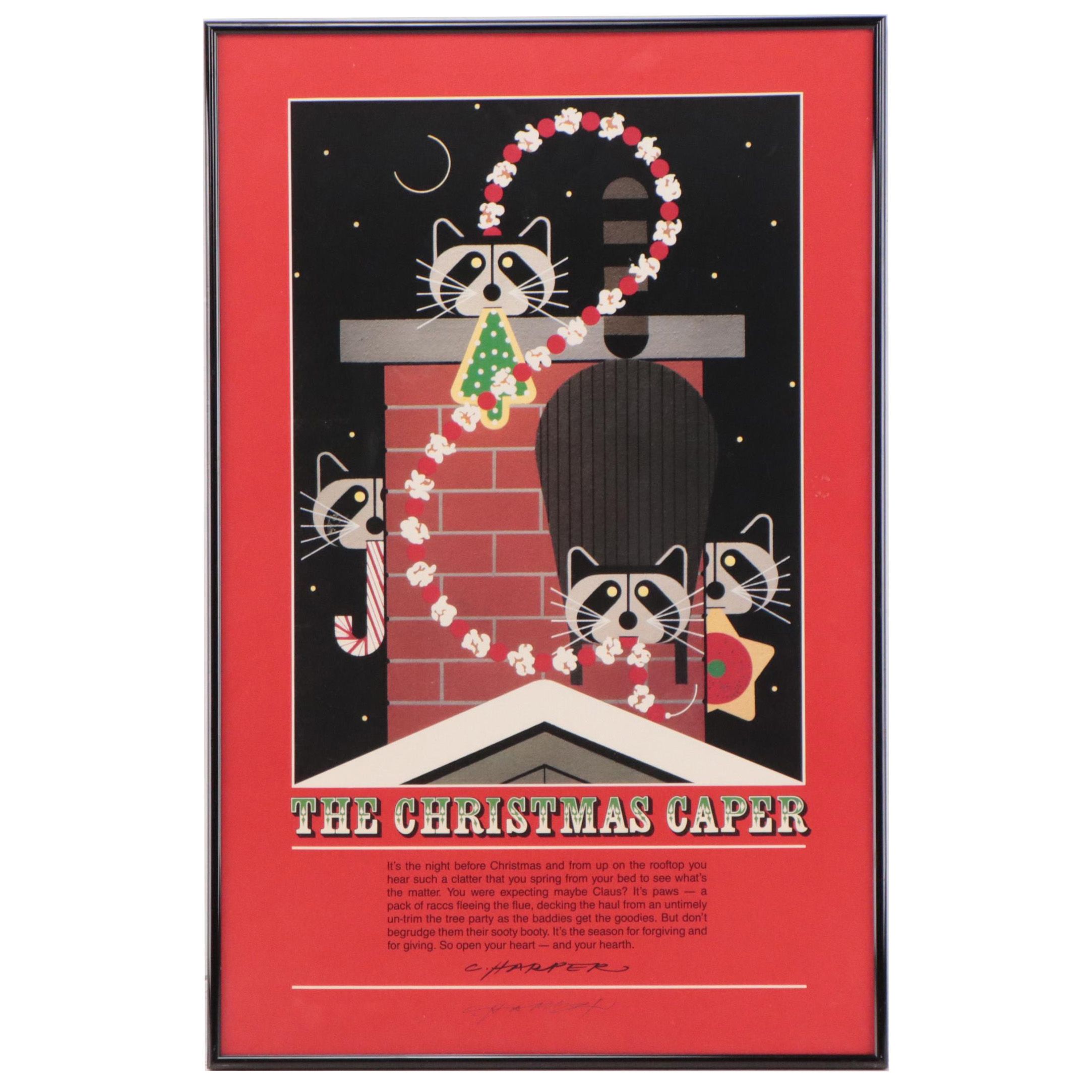 Charley Harper Offset Lithograph "The Christmas Caper"