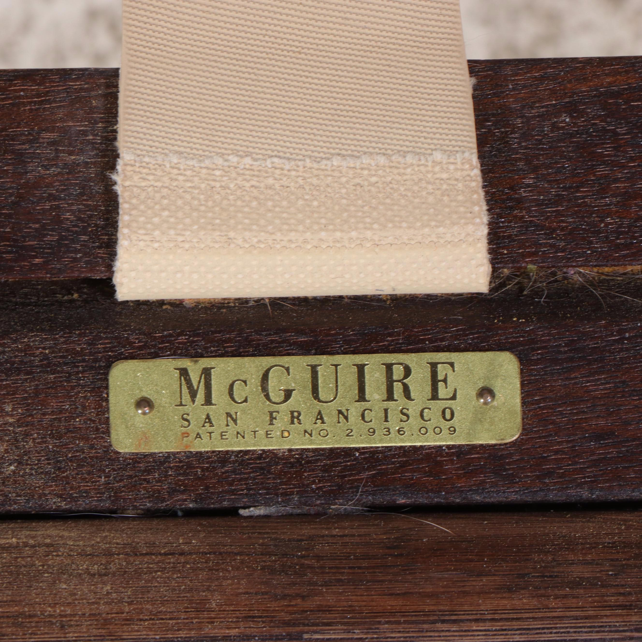 McGuire Leather-Wrapped Rattan Patio Sofa and Lounge Chair