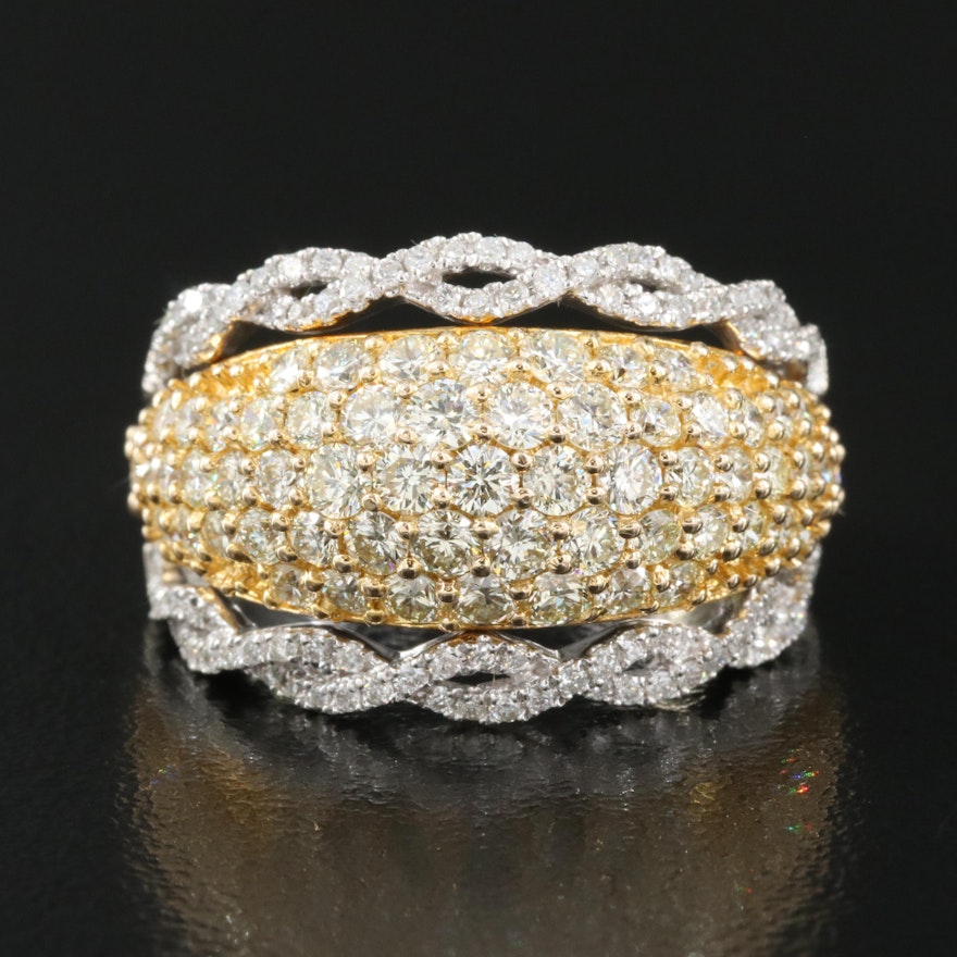 14K 2.09 CTW Diamond Dome Ring with Braided Trim