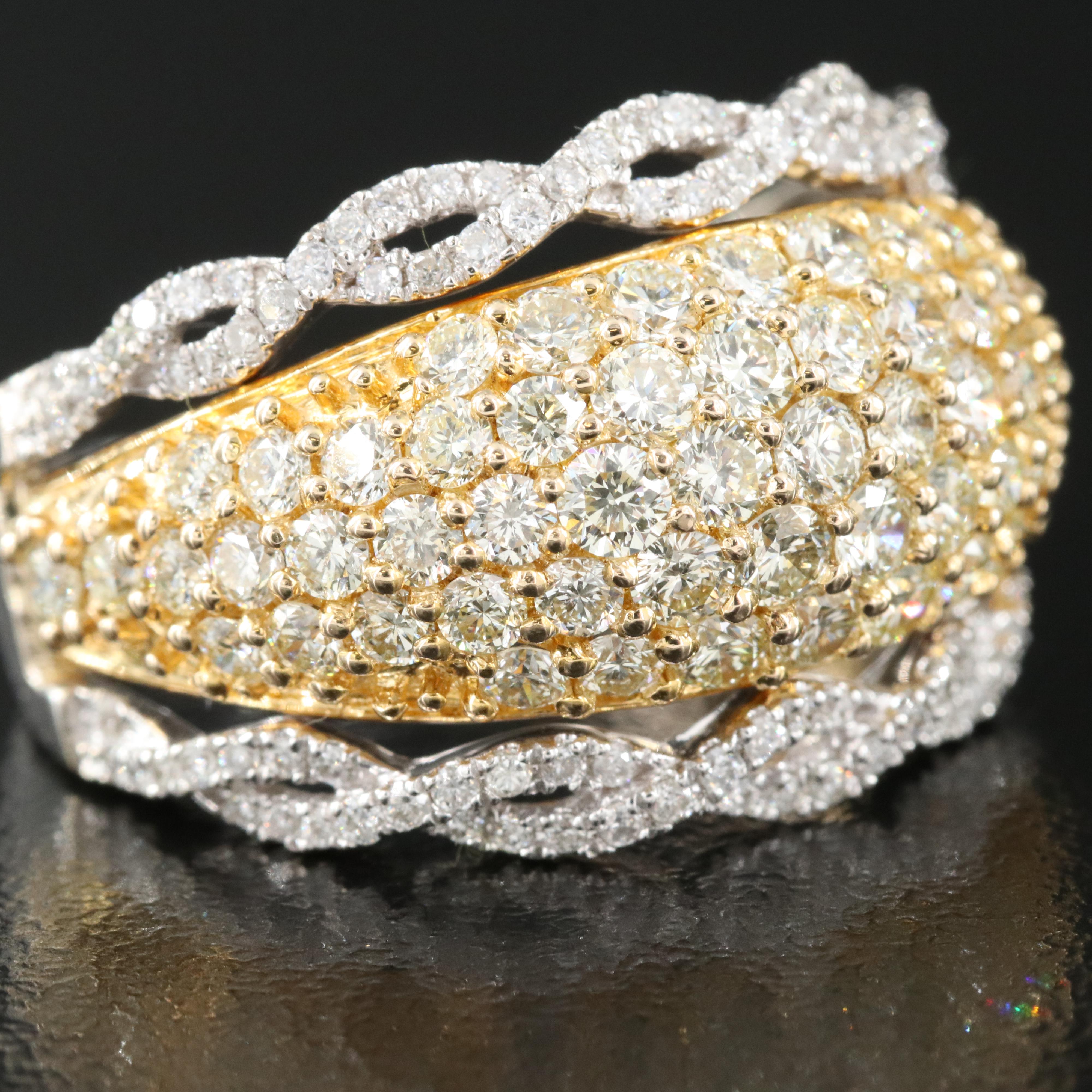 14K 2.09 CTW Diamond Dome Ring with Braided Trim