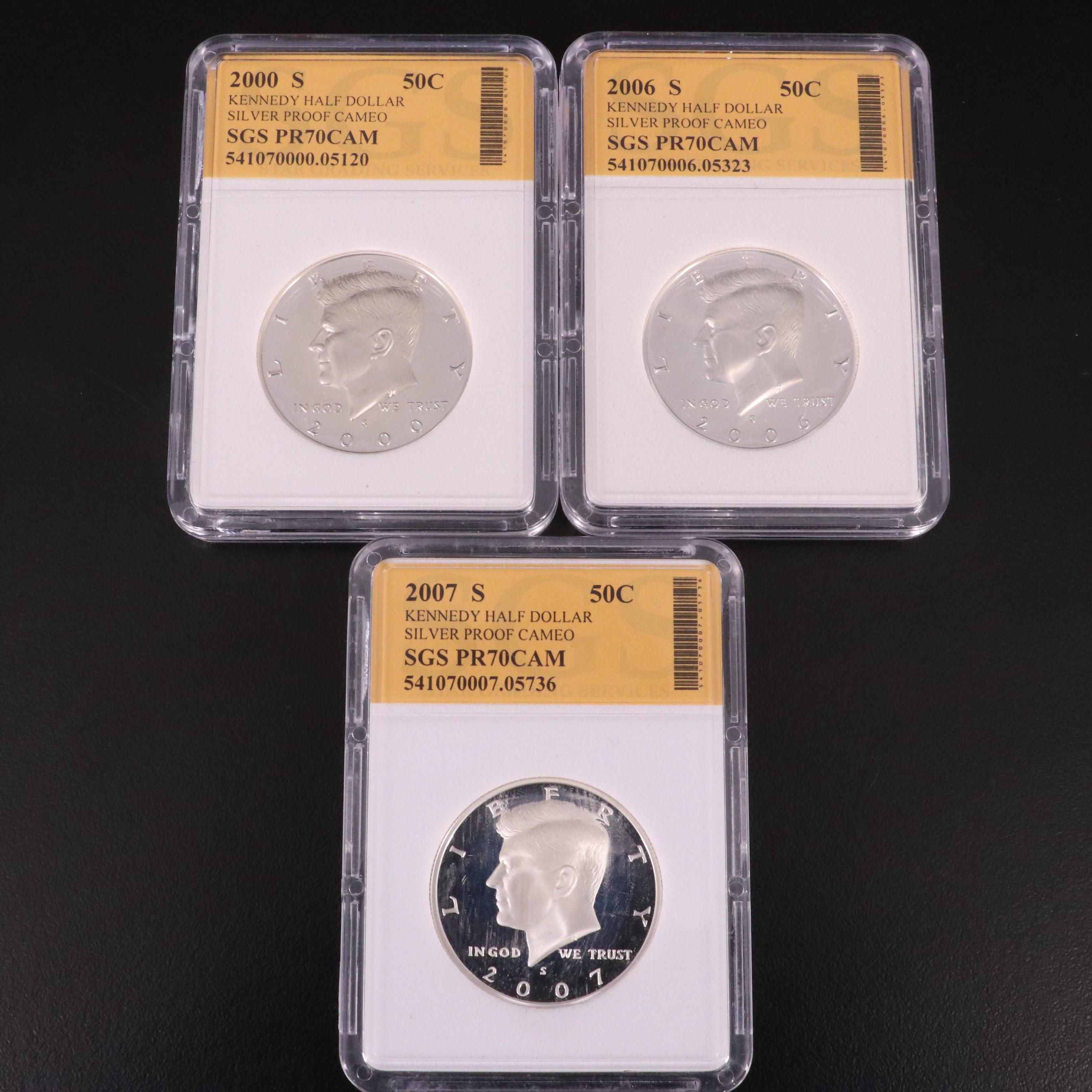 Seven Kennedy Silver Proof Half Dollars