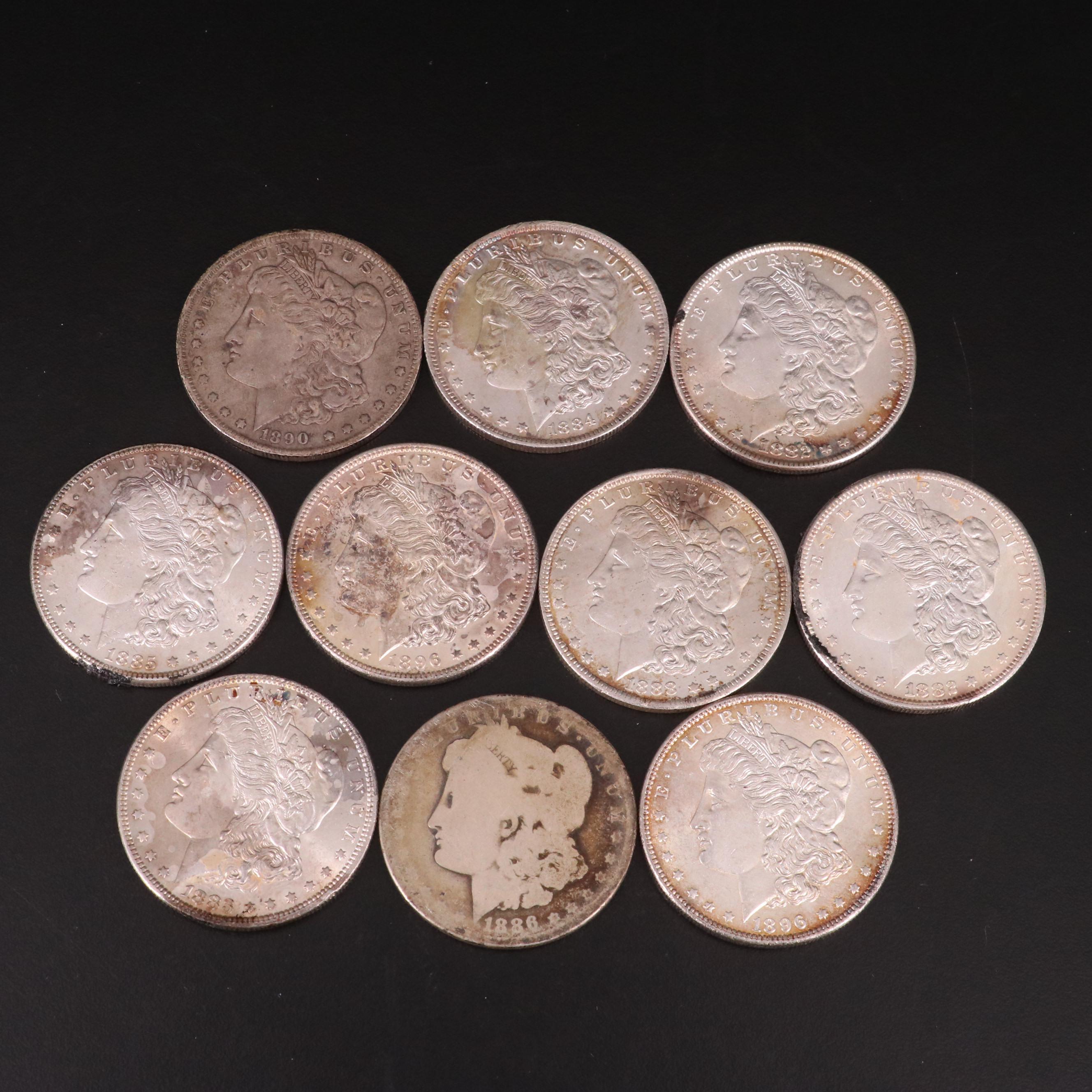 Ten Morgan Silver Dollars