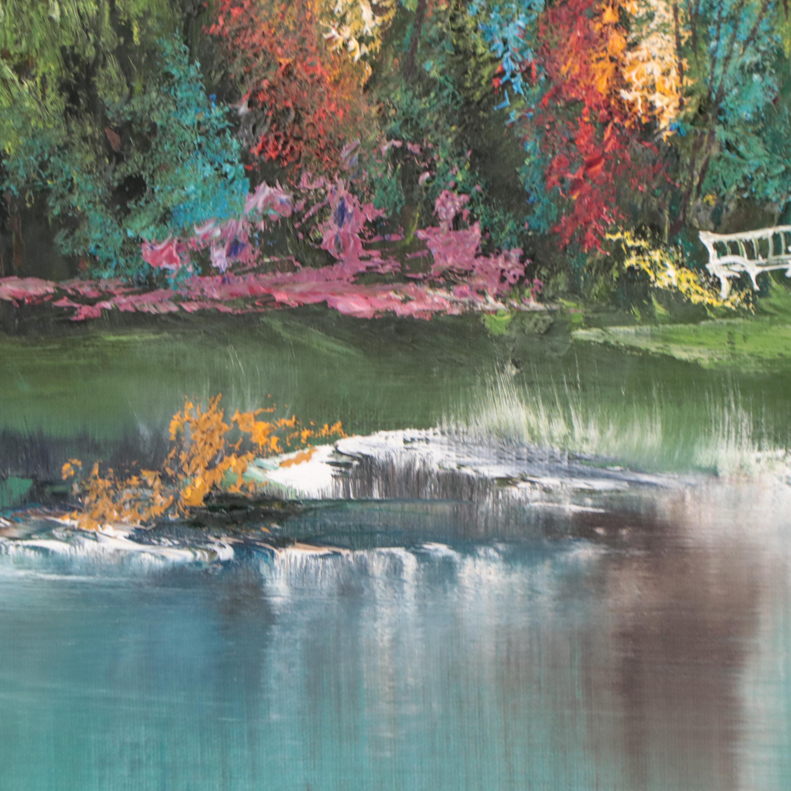 Oil Painting of Cottage In Verdant Landscape