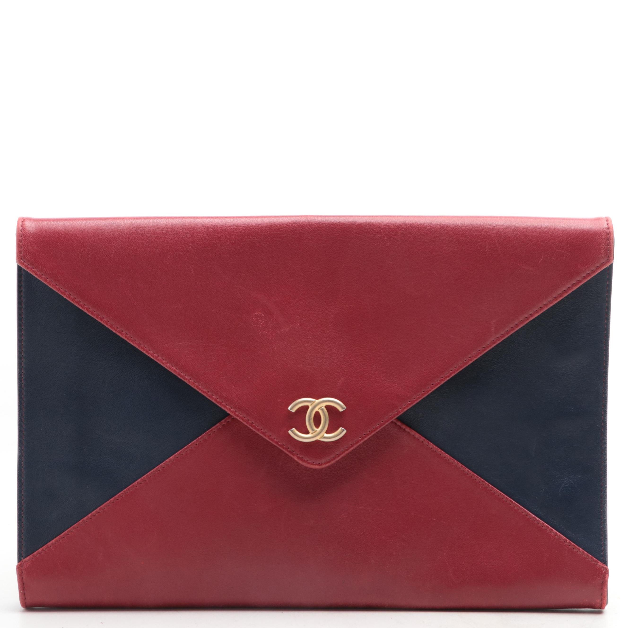 Chanel Envelope Clutch in Bicolor Lambskin Leather