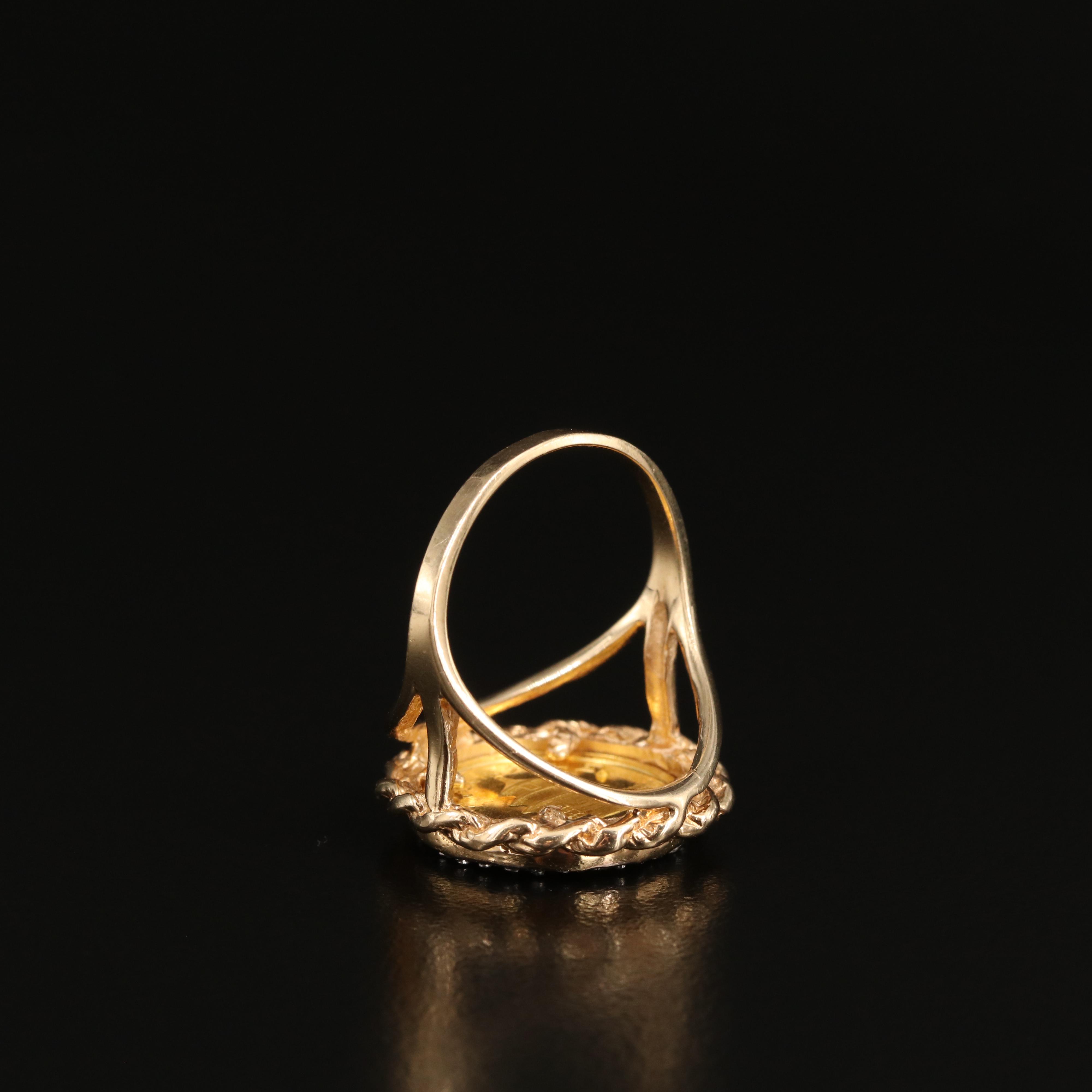 14K 0.18 CTW Diamond Ring with 1989 China 5-Yuan Gold Panda Bullion Coin