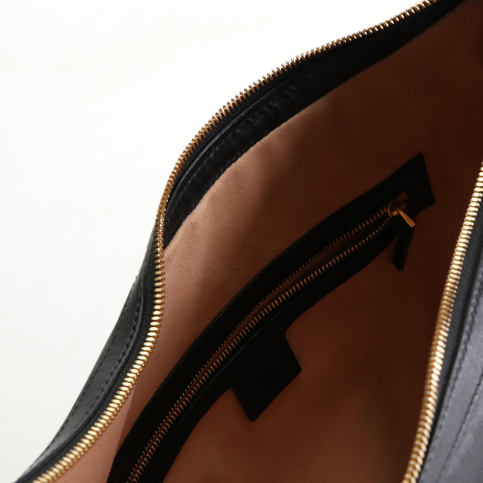 Gucci Apollo GG Embossed Leather Hobo Bag with Chain-Link and Leather Strap