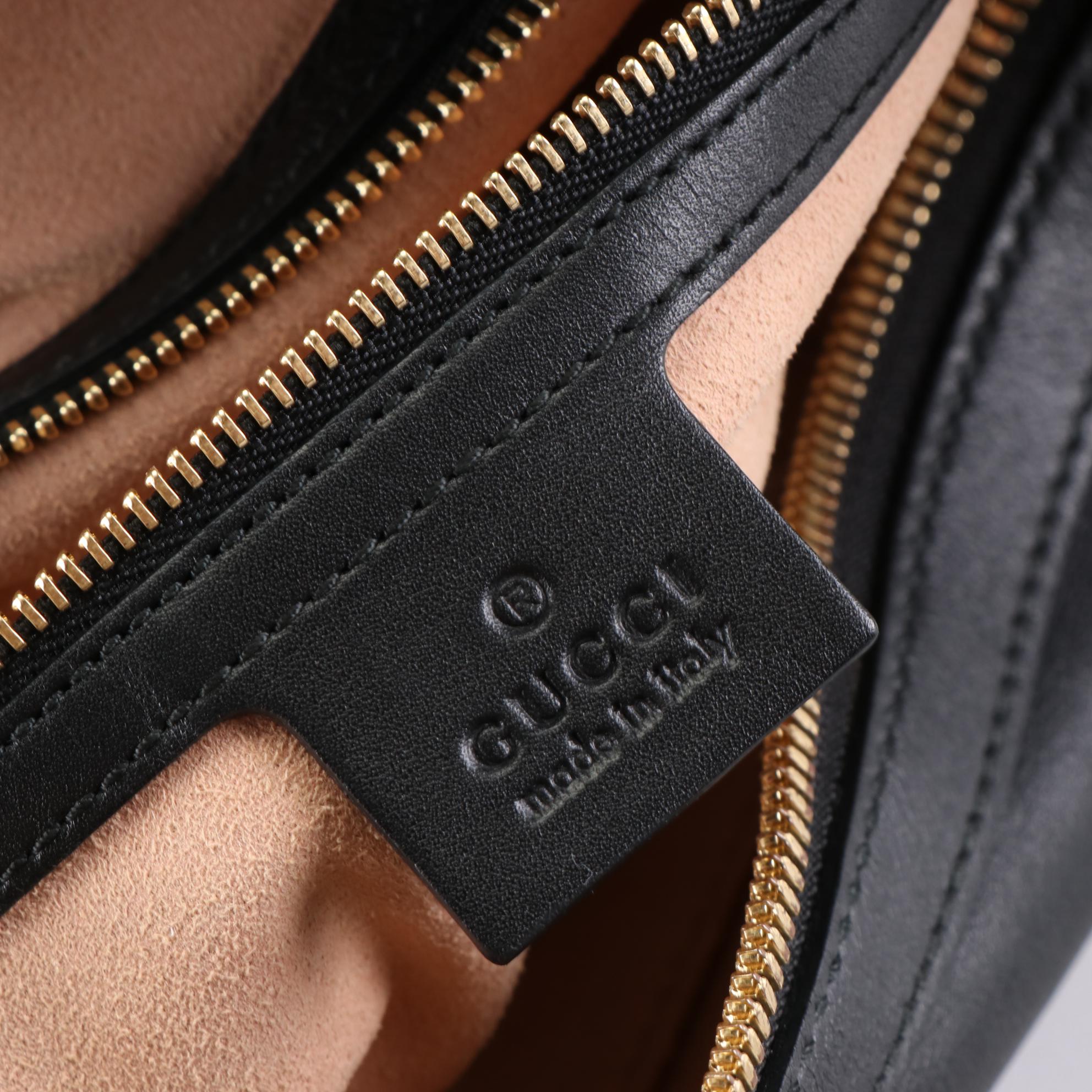 Gucci Apollo GG Embossed Leather Hobo Bag with Chain-Link and Leather Strap