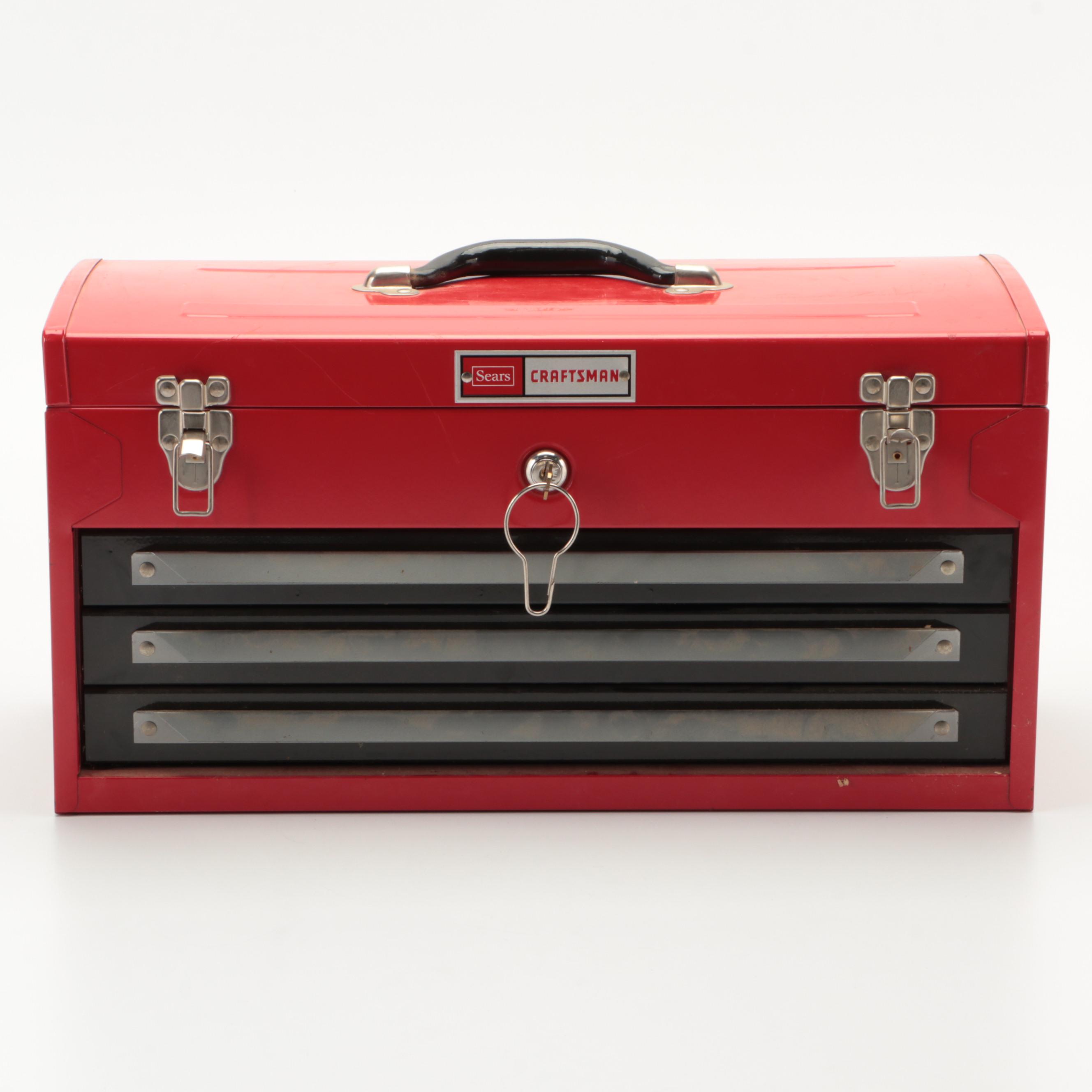 Sears Craftsman Locking Tool Box with Hand Tools