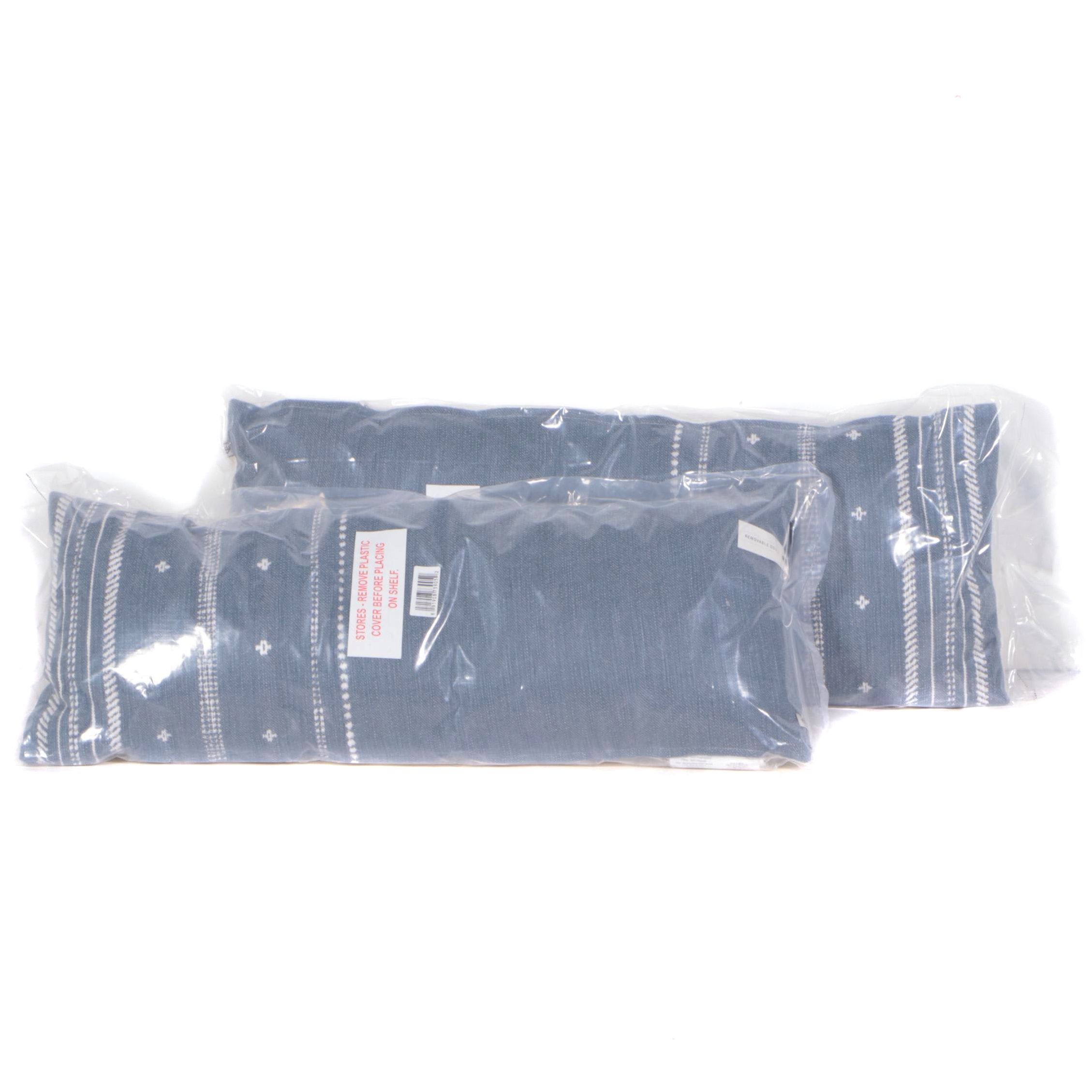 Hearth & Hand With Magnolia Dotted Stripe Faded Blue Throw Pillows