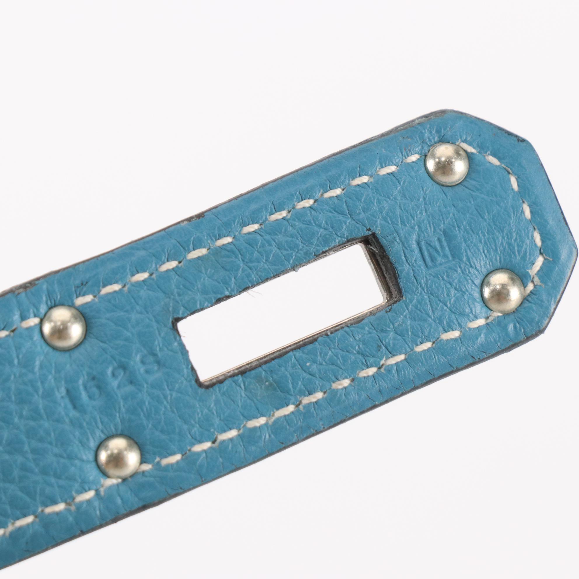 Hermès Shoulder Kelly 42 Bag in Blue Jean Clemence Leather