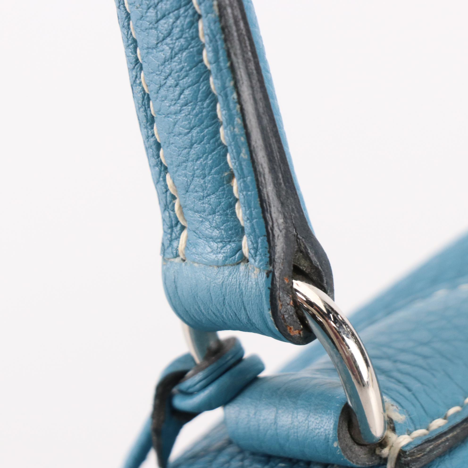 Hermès Shoulder Kelly 42 Bag in Blue Jean Clemence Leather