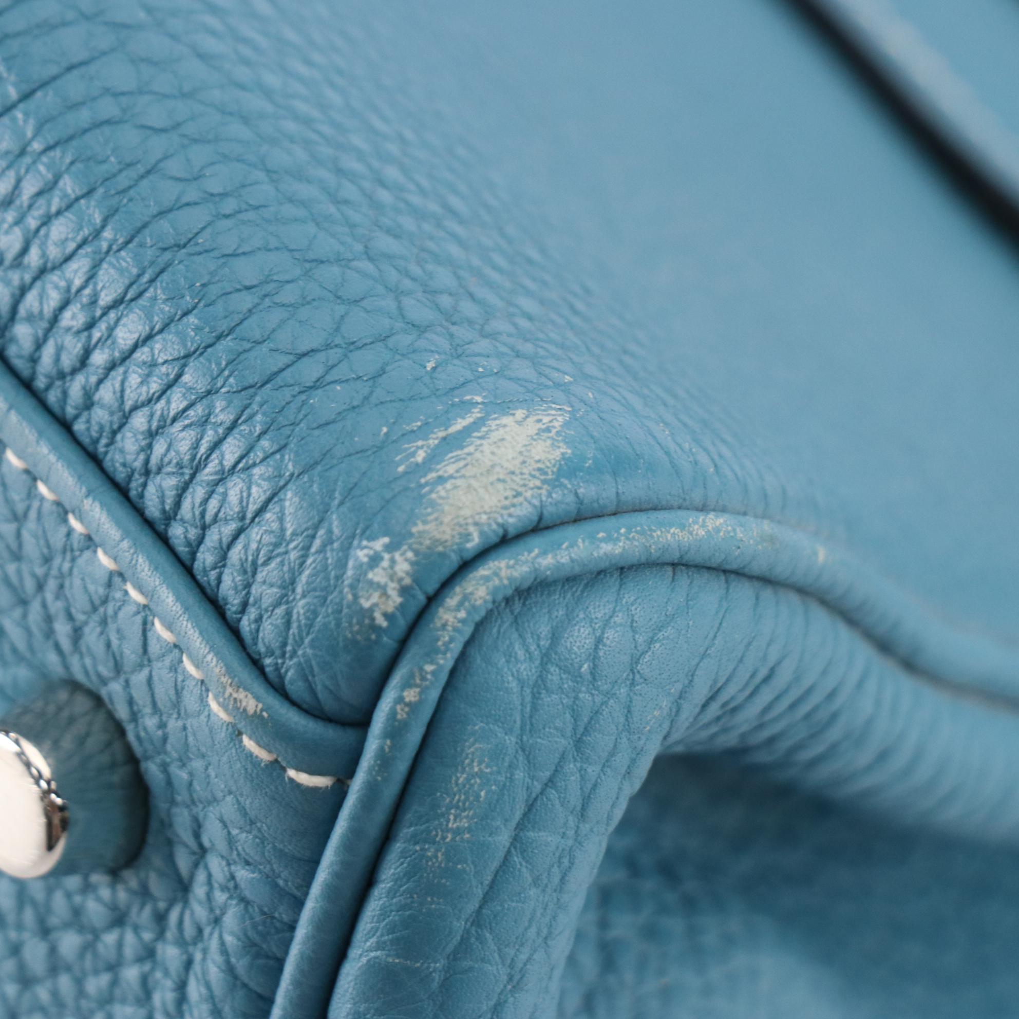 Hermès Shoulder Kelly 42 Bag in Blue Jean Clemence Leather