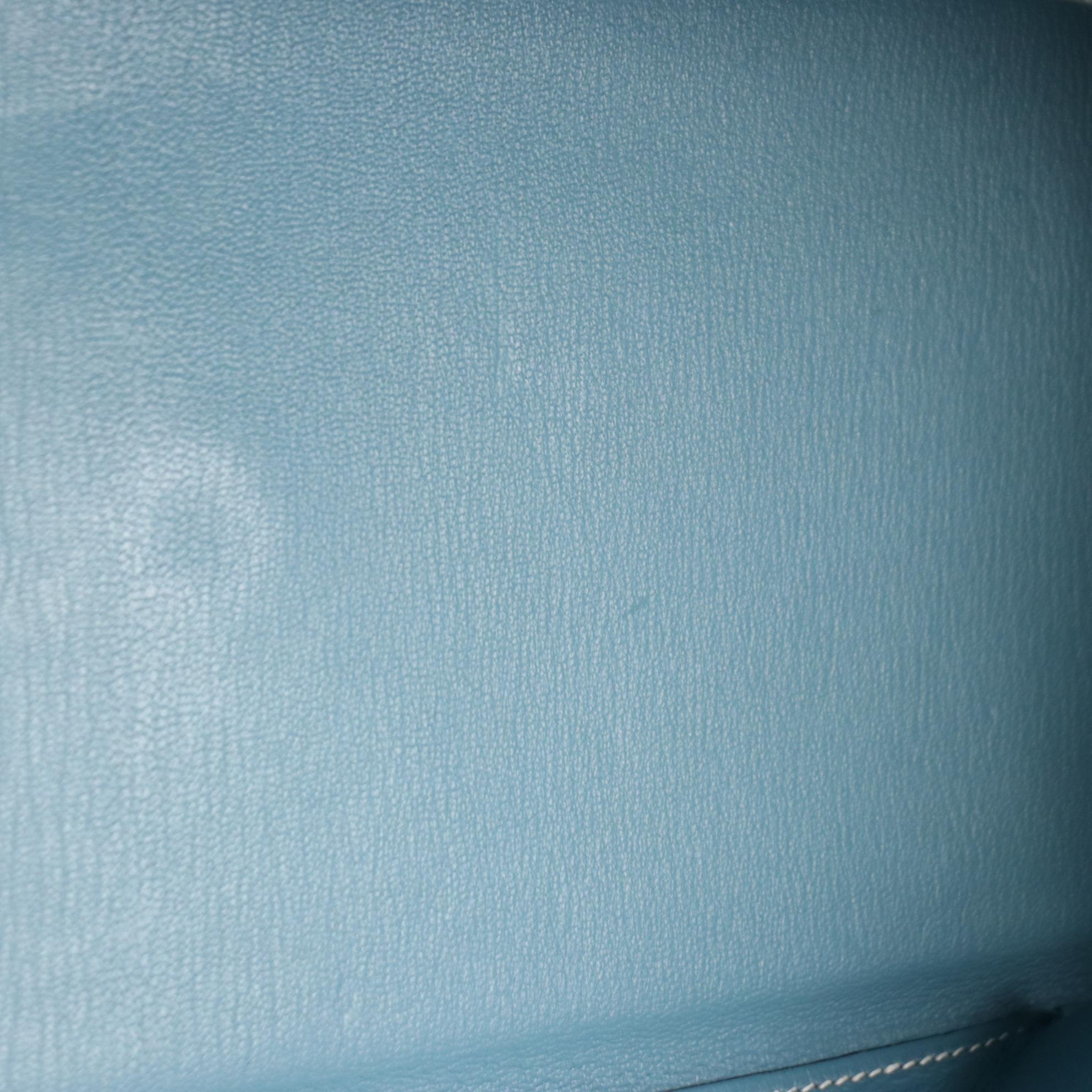 Hermès Shoulder Kelly 42 Bag in Blue Jean Clemence Leather