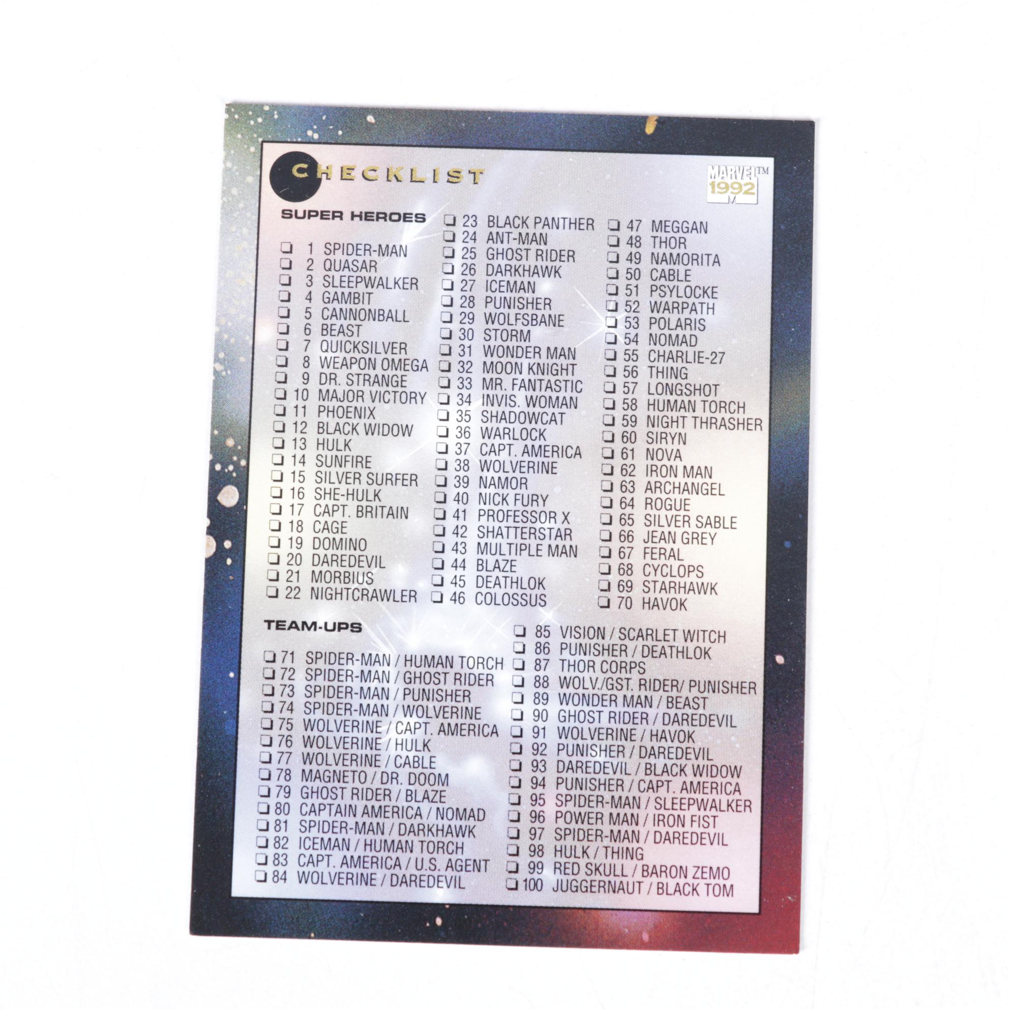 Marvel Super Heroes Trading Card Collection, 1992