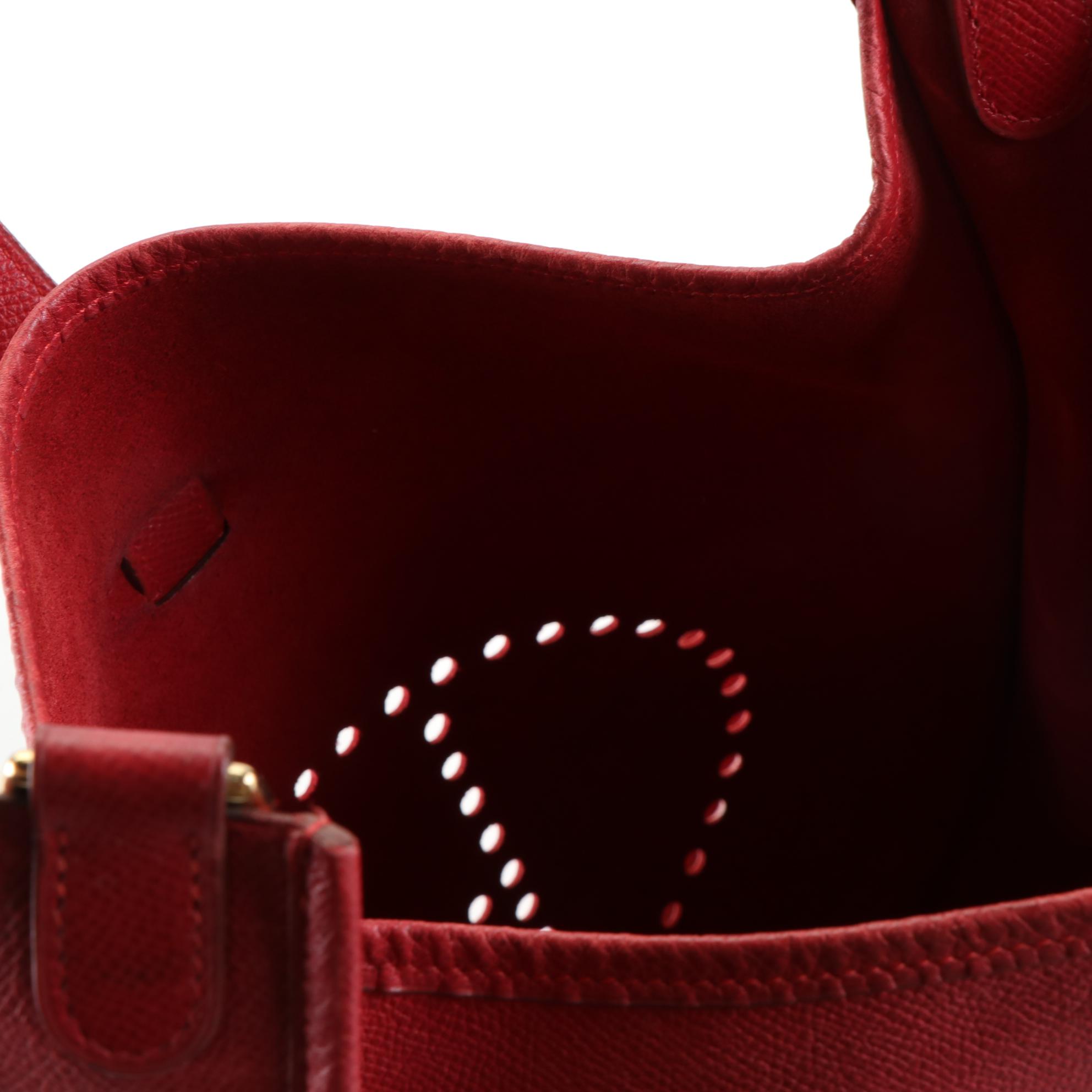 Hermès Evelyne Gen I GM Bag in Red Courchevel Leather