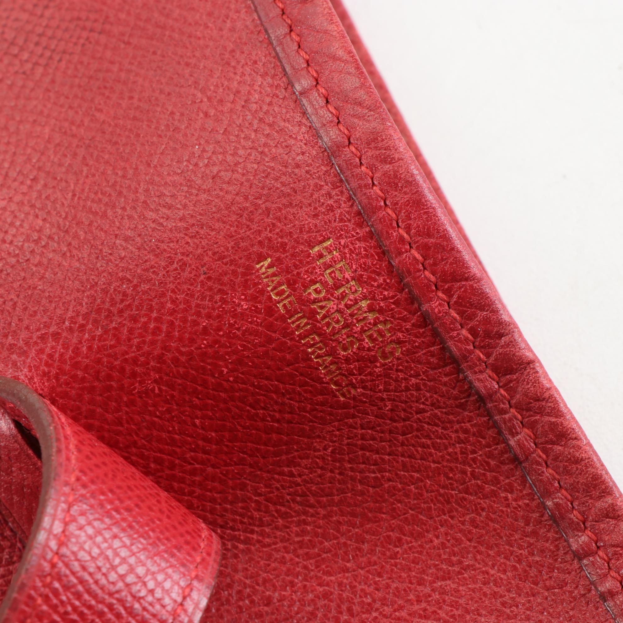Hermès Evelyne Gen I GM Bag in Red Courchevel Leather