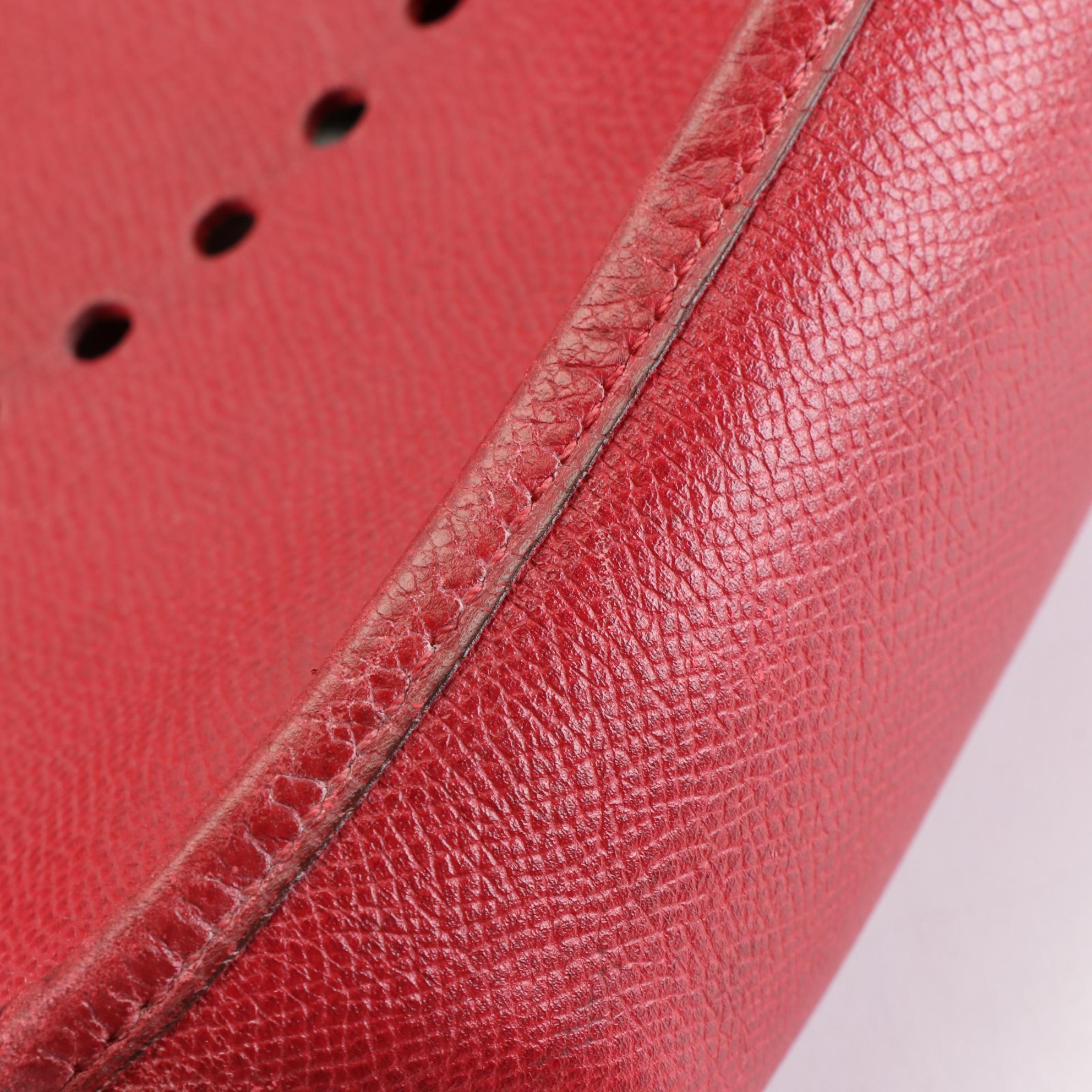 Hermès Evelyne Gen I GM Bag in Red Courchevel Leather