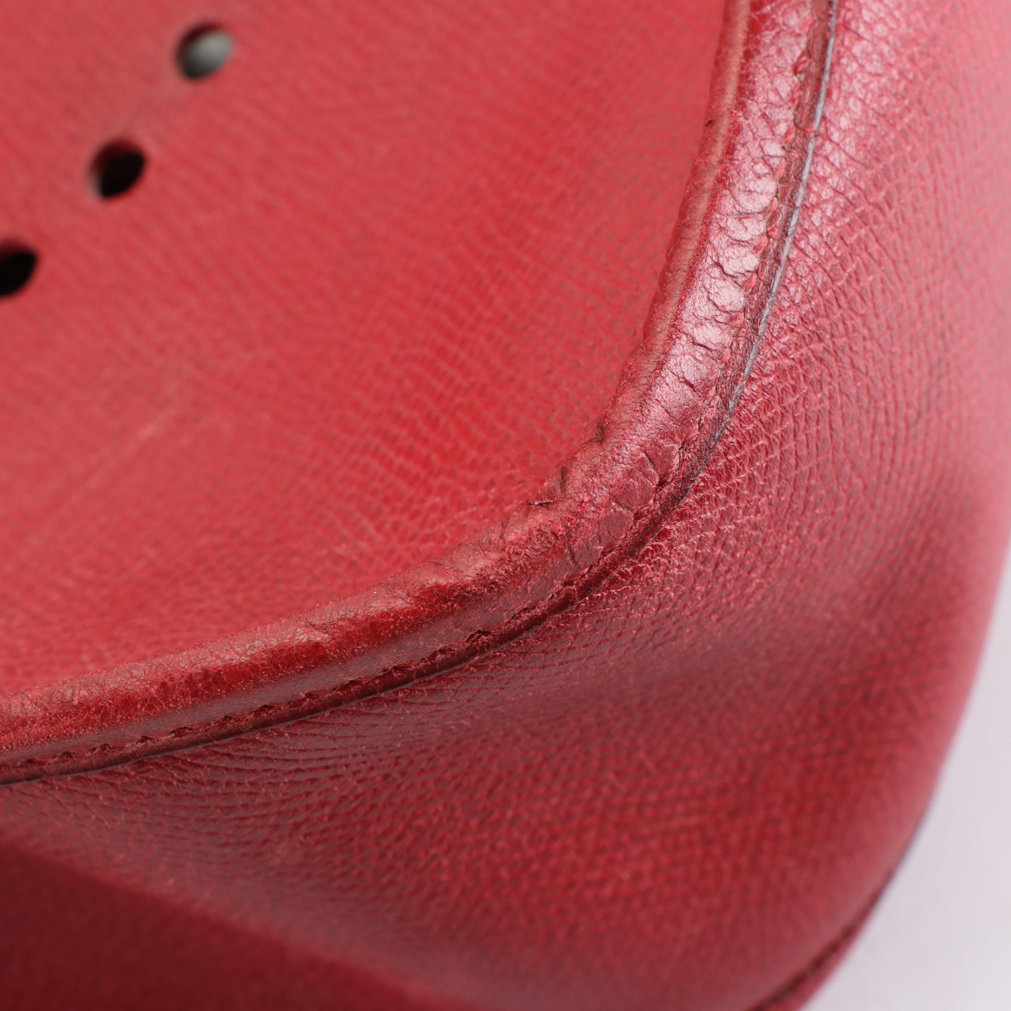 Hermès Evelyne Gen I GM Bag in Red Courchevel Leather