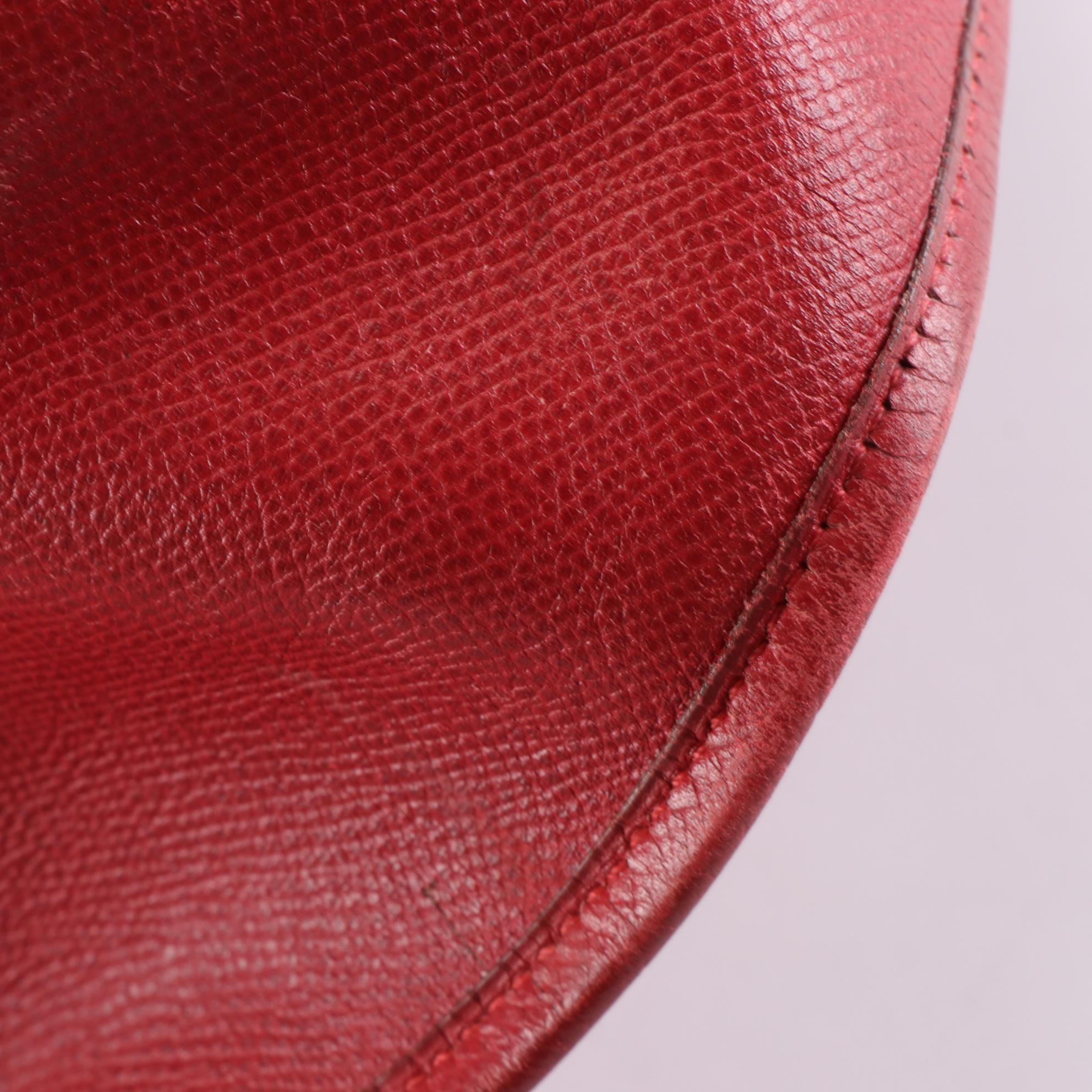 Hermès Evelyne Gen I GM Bag in Red Courchevel Leather